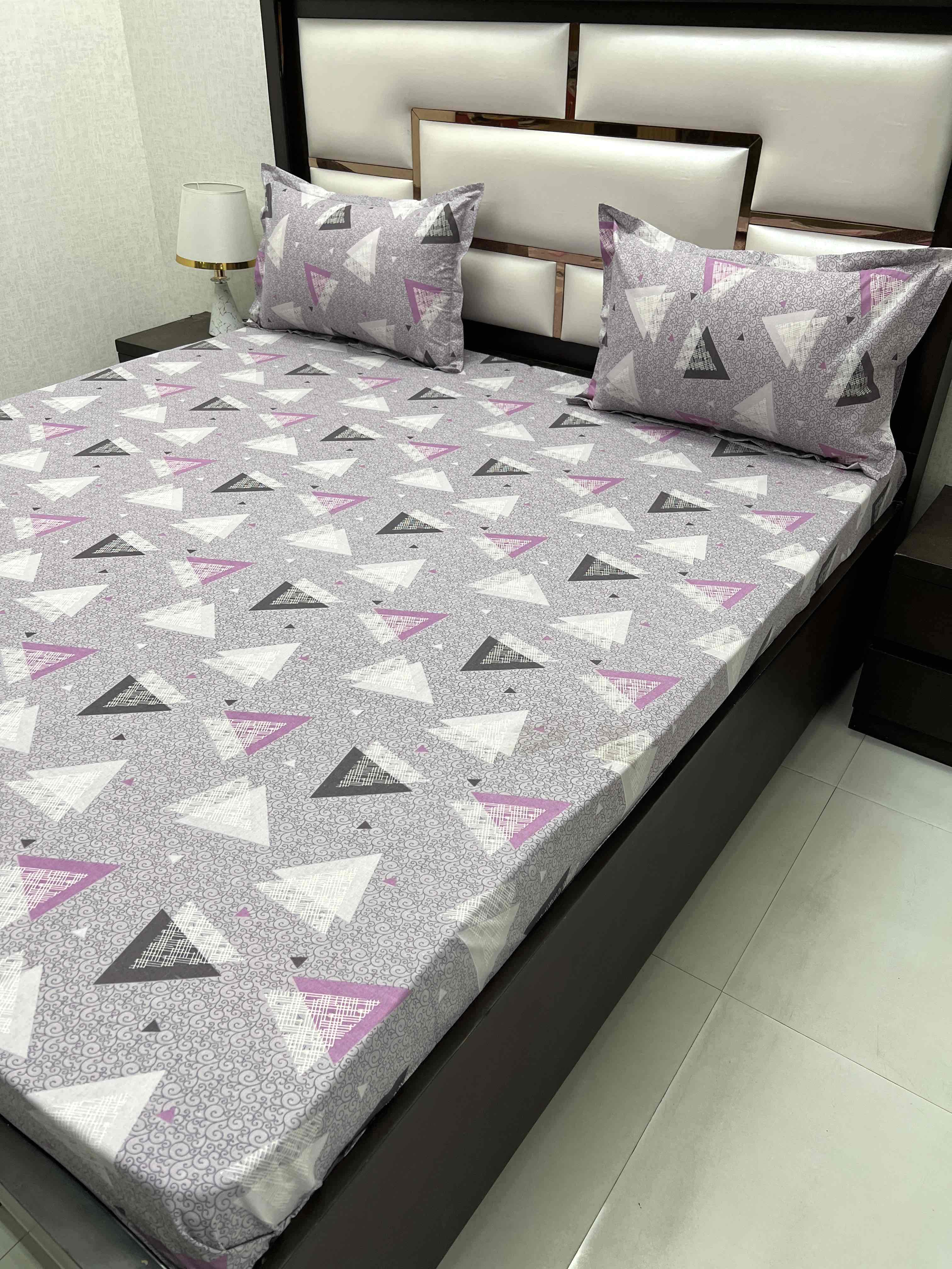 A-4350 - Pure Cotton 180 TC Queen Size Double Bedsheet (228X254) with Two Pillow Covers (43X68)