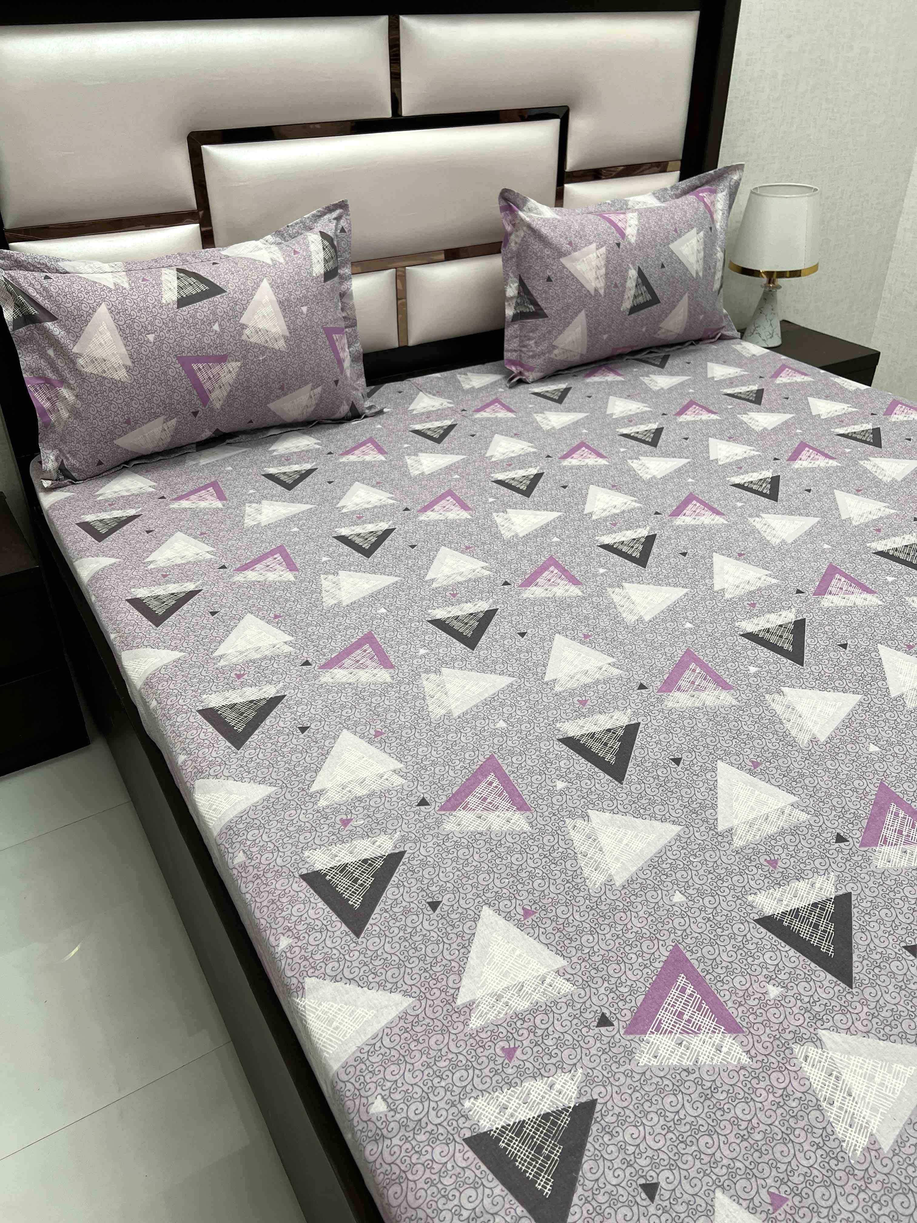 A-4350 - Pure Cotton 180 TC Queen Size Double Bedsheet (228X254) with Two Pillow Covers (43X68)