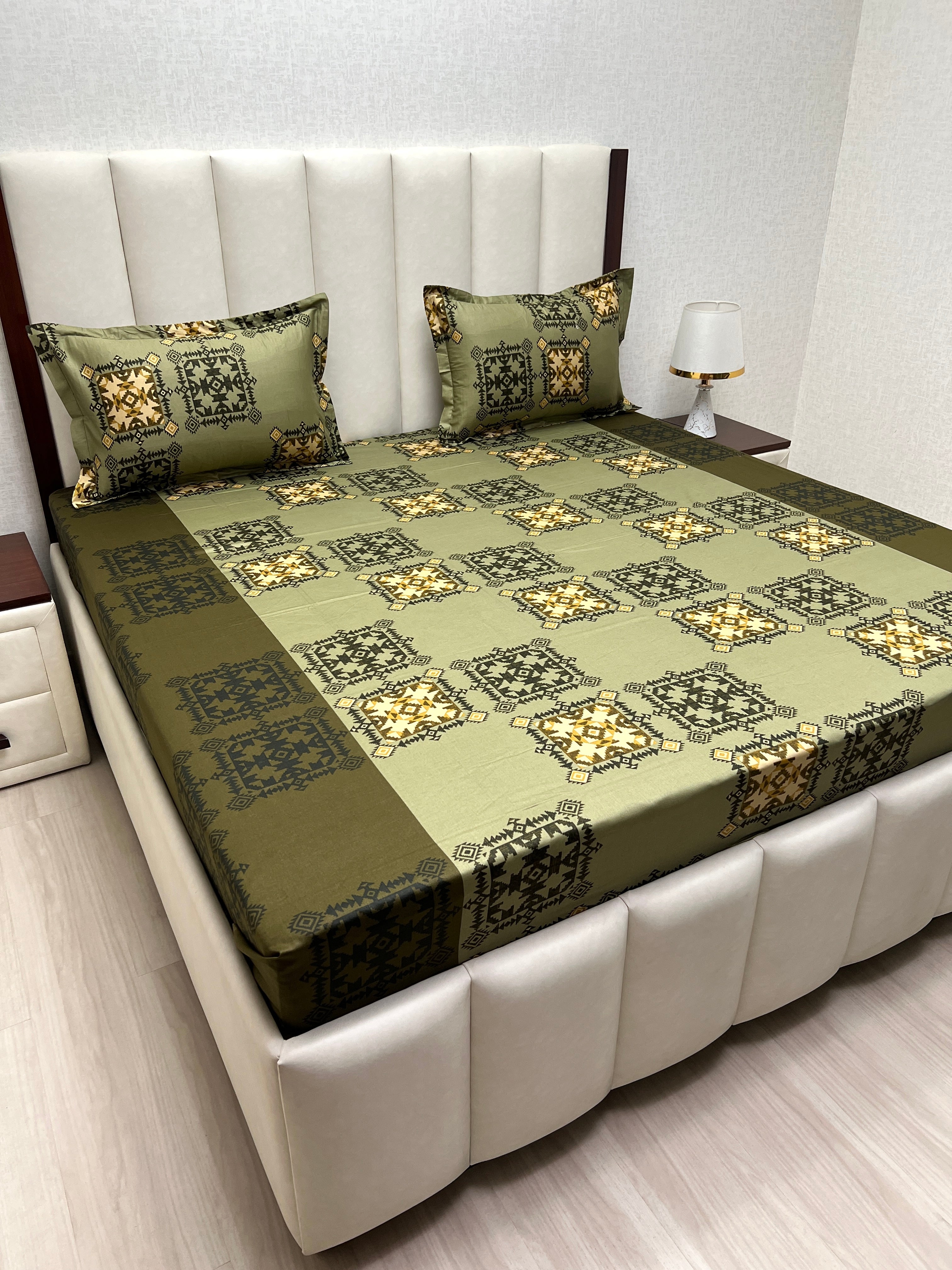 A-4359 - Pure Cotton 180 TC Queen Size Double Bedsheet (228X254) with Two Pillow Covers (43X68)