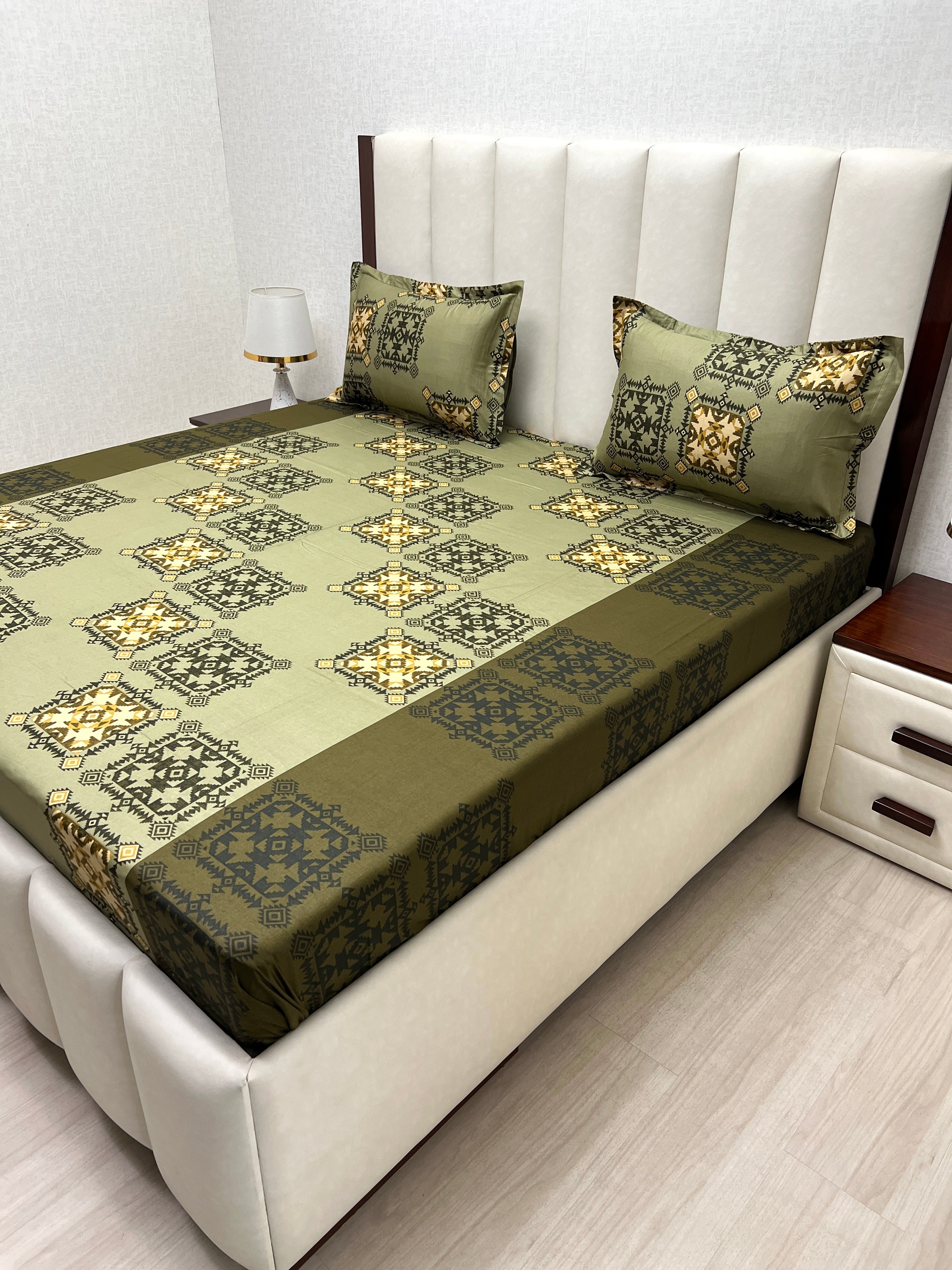 A-4359 - Pure Cotton 180 TC Queen Size Double Bedsheet (228X254) with Two Pillow Covers (43X68)