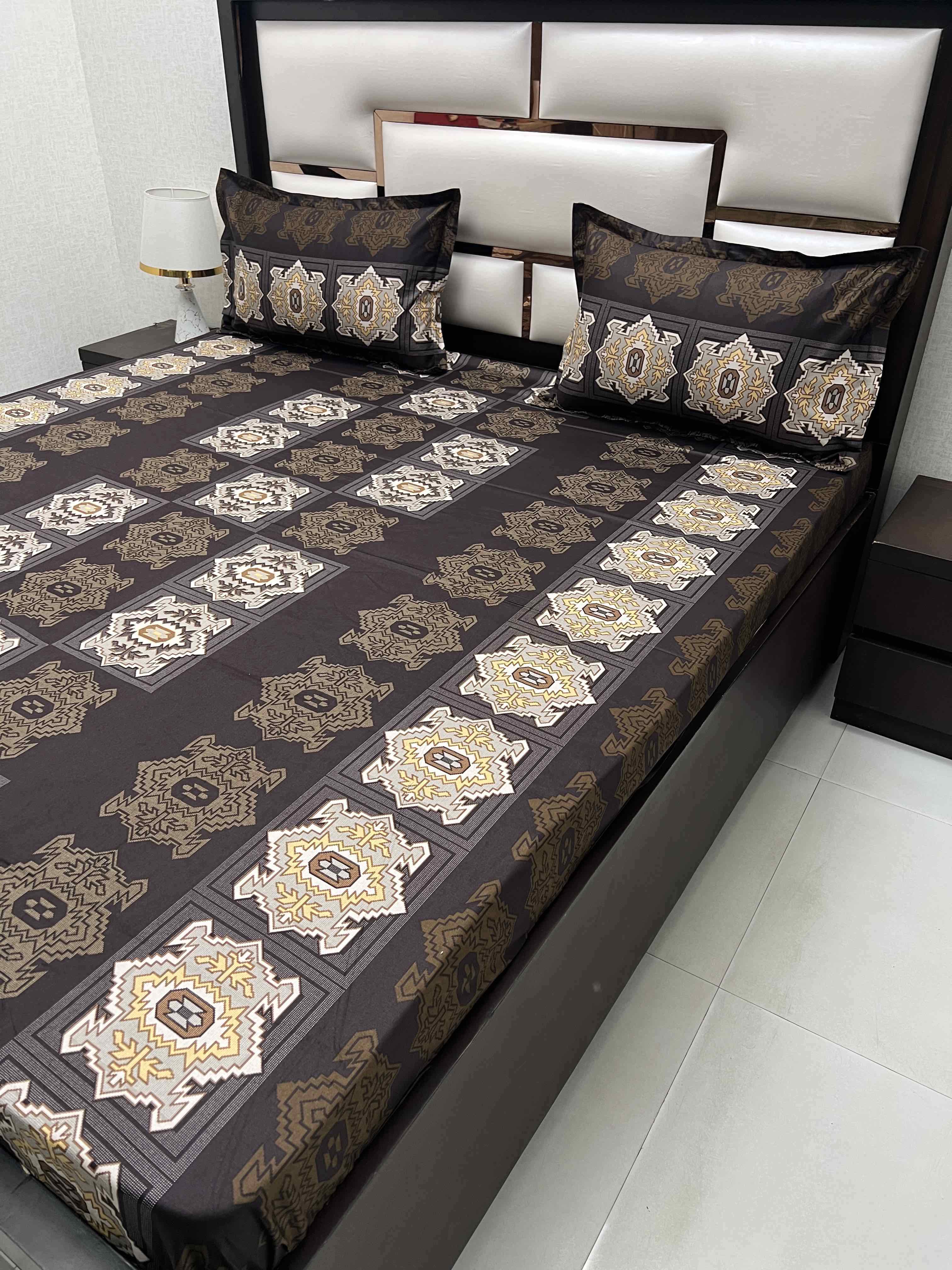 A-4361 - Pure Cotton 180 TC Queen Size Double Bedsheet (228X254) with Two Pillow Covers (43X68)