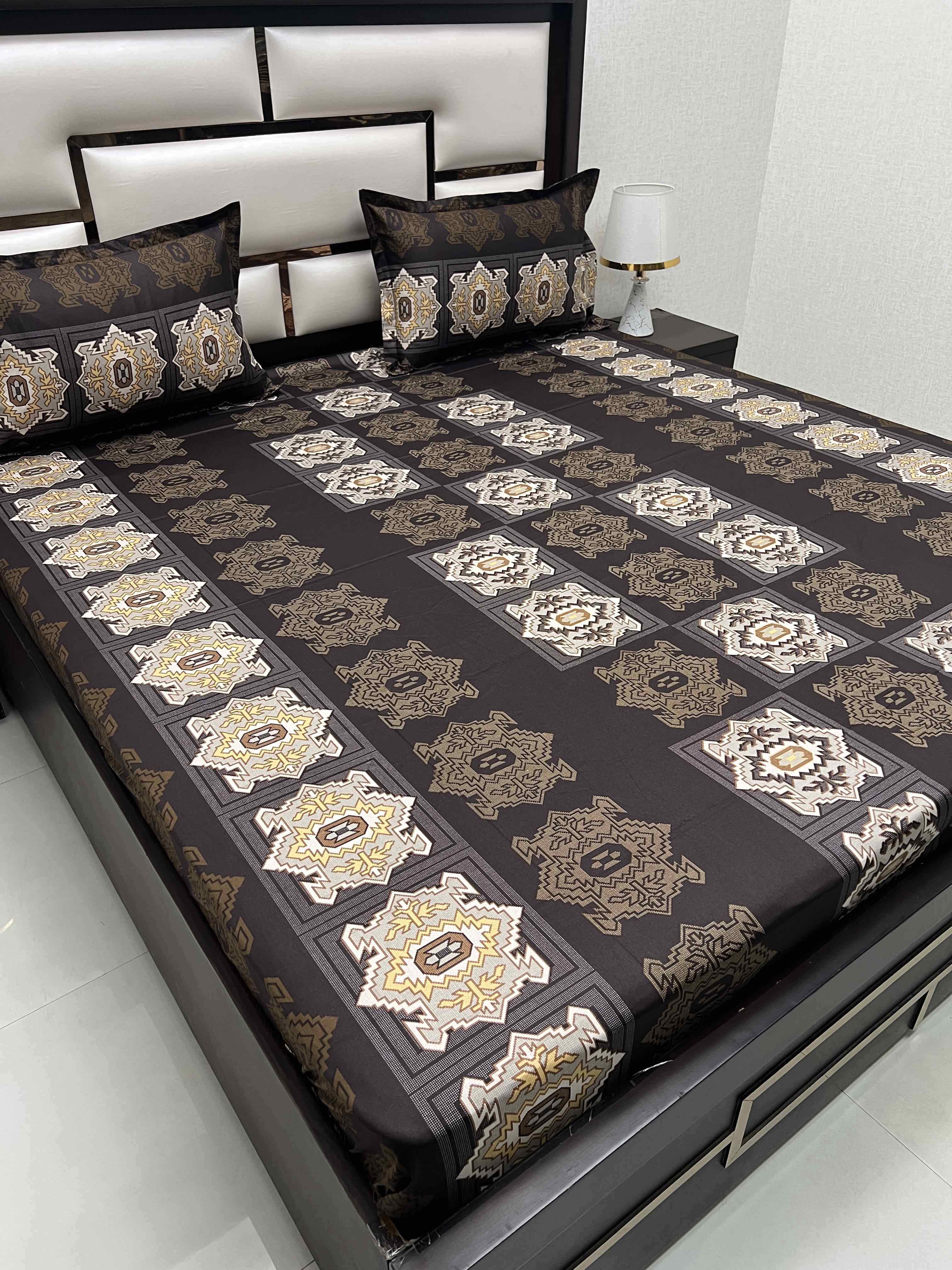 A-4361 - Pure Cotton 180 TC Queen Size Double Bedsheet (228X254) with Two Pillow Covers (43X68)