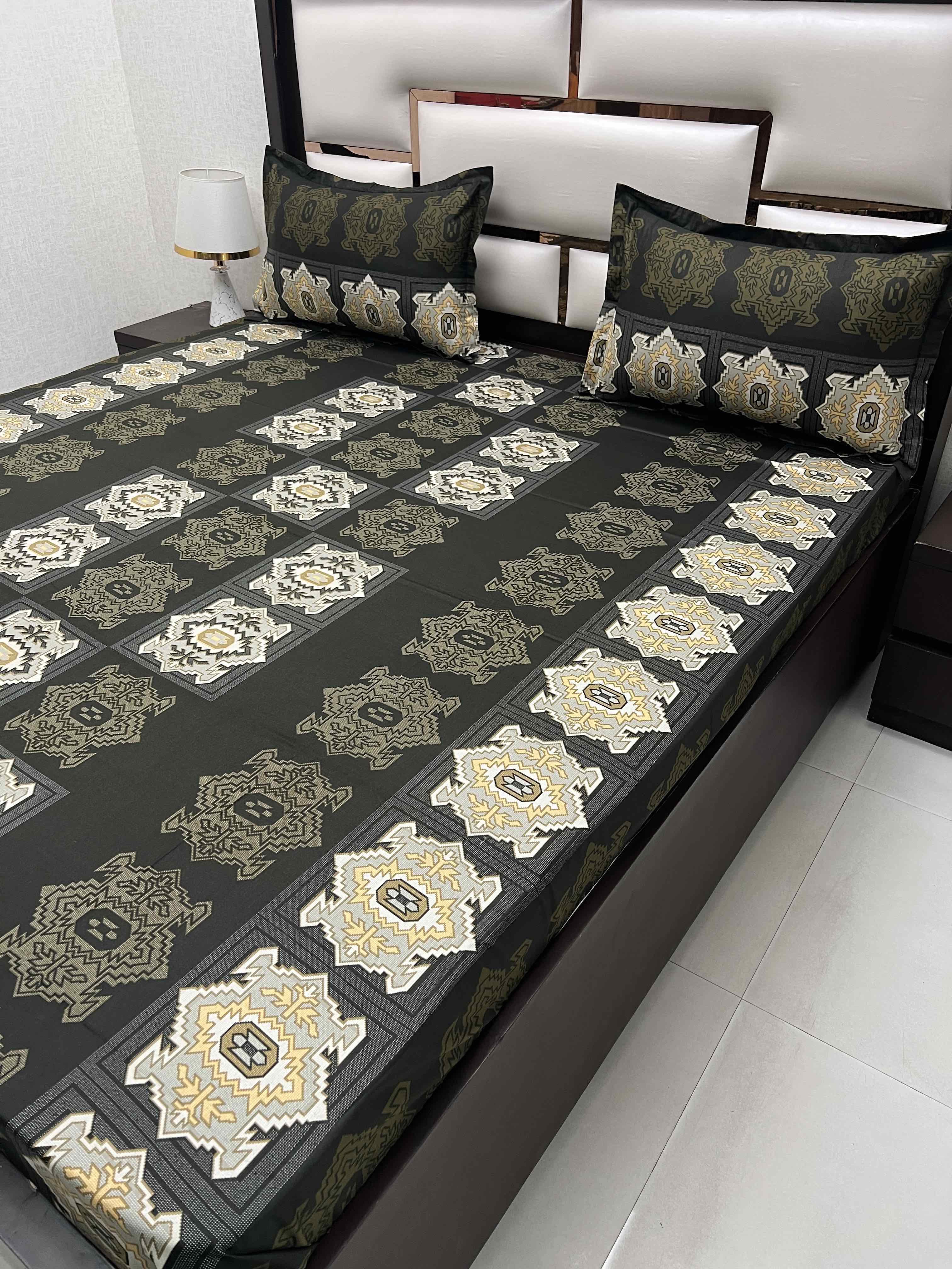 A-4362 - Pure Cotton 180 TC Queen Size Double Bedsheet (228X254) with Two Pillow Covers (43X68)