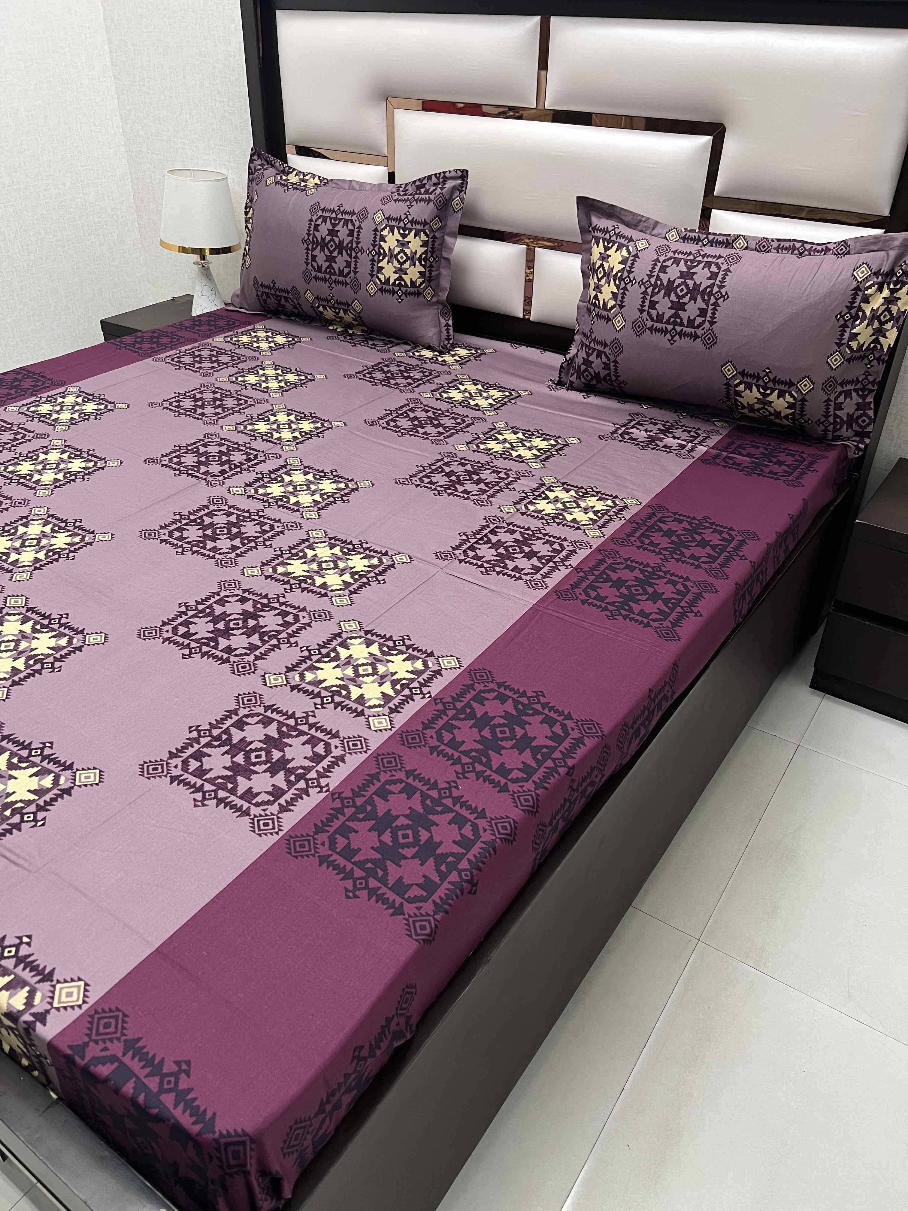 A-4364 - Pure Cotton 180 TC Queen Size Double Bedsheet (228X254) with Two Pillow Covers (43X68)