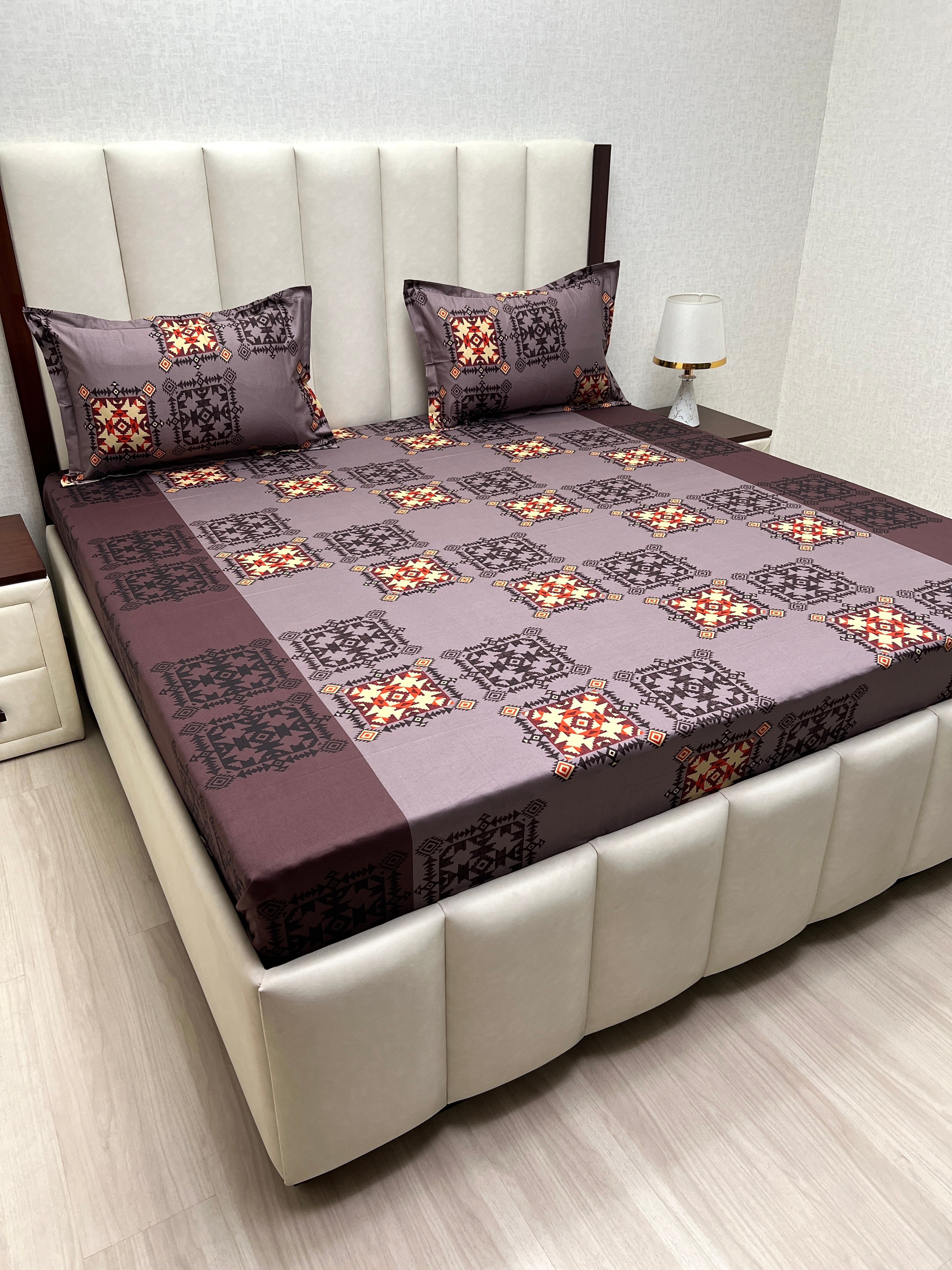A-4366 - Pure Cotton 180 TC Queen Size Double Bedsheet (228X254) with Two Pillow Covers (43X68)