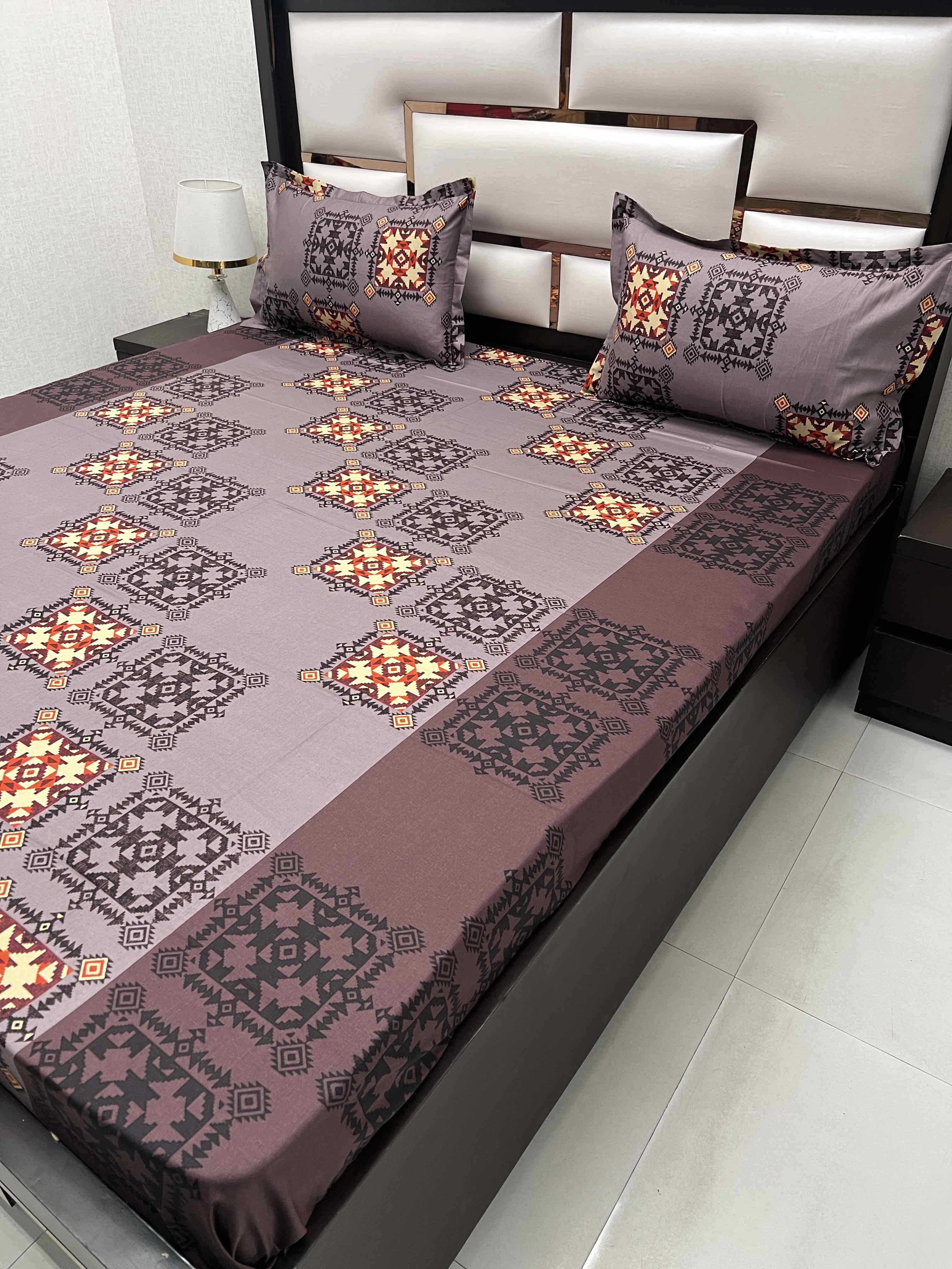 A-4366 - Pure Cotton 180 TC Queen Size Double Bedsheet (228X254) with Two Pillow Covers (43X68)