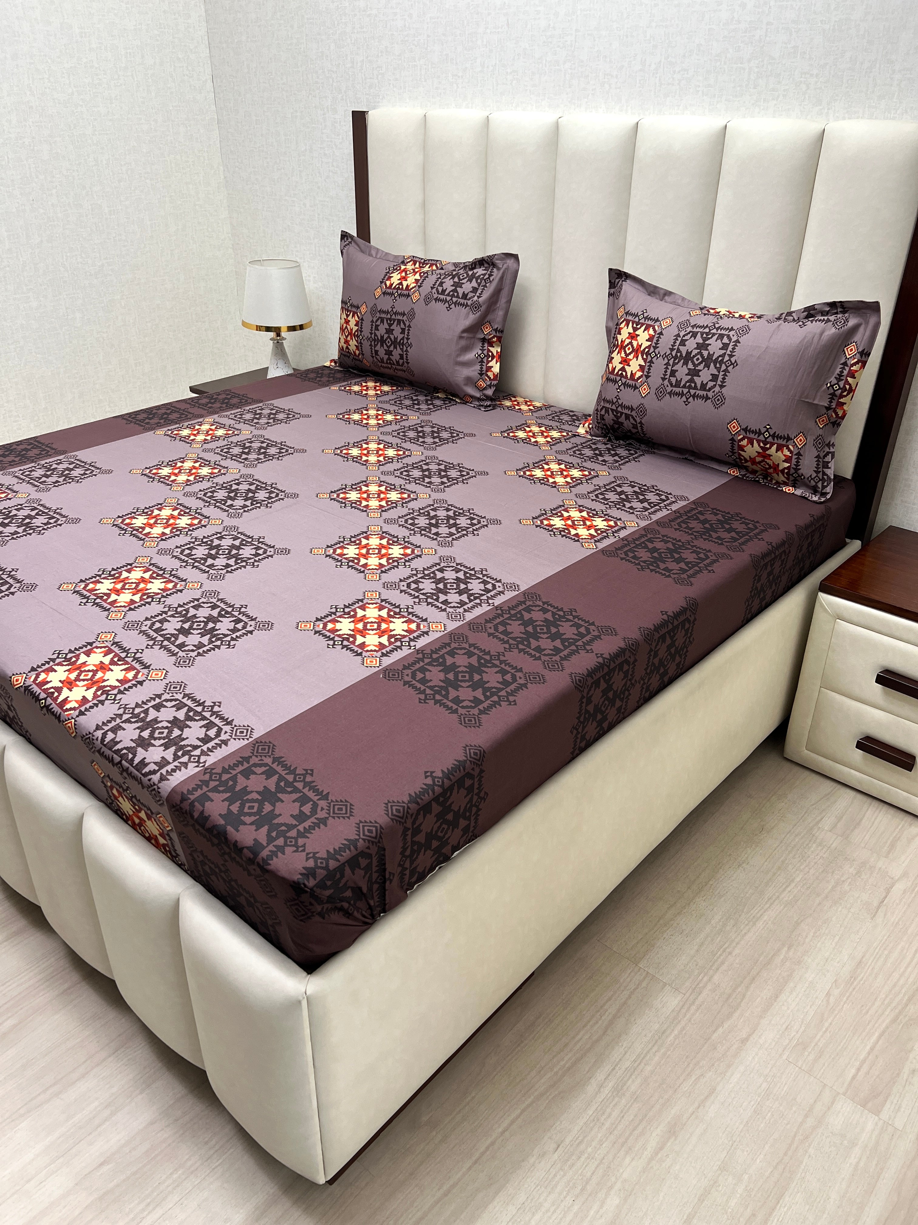 A-4366 - Pure Cotton 180 TC Queen Size Double Bedsheet (228X254) with Two Pillow Covers (43X68)