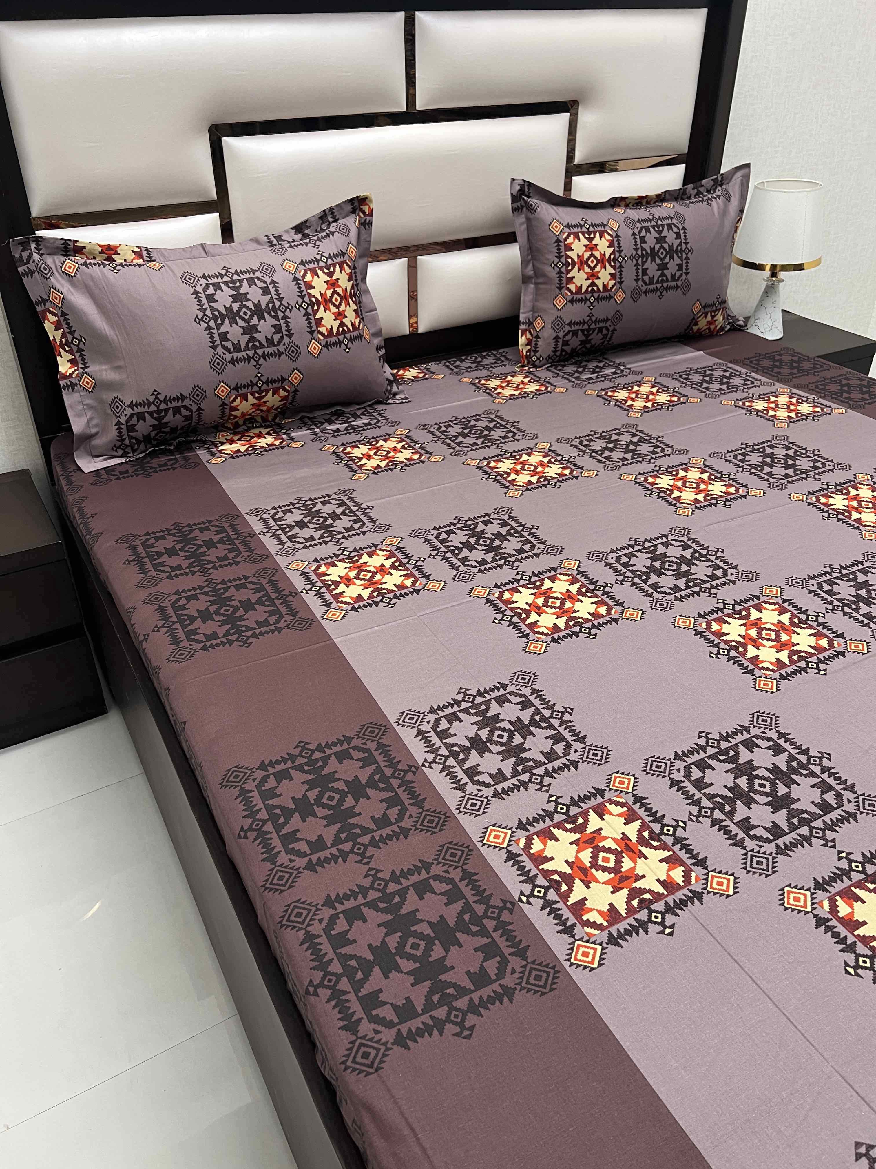 A-4366 - Pure Cotton 180 TC Queen Size Double Bedsheet (228X254) with Two Pillow Covers (43X68)