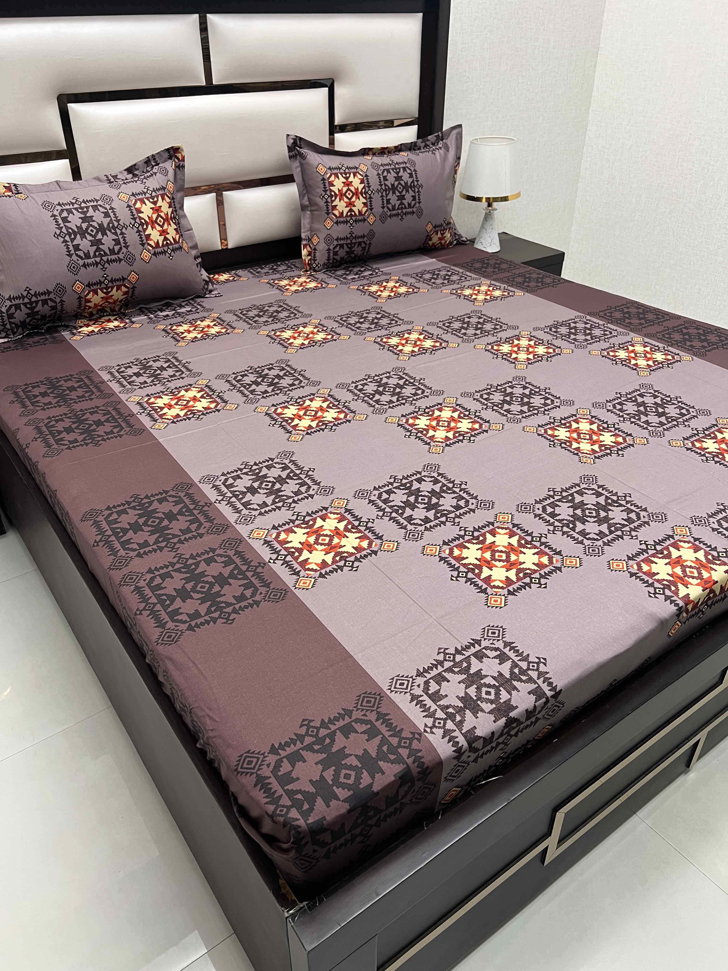 A-4366 - Pure Cotton 180 TC Queen Size Double Bedsheet (228X254) with Two Pillow Covers (43X68)