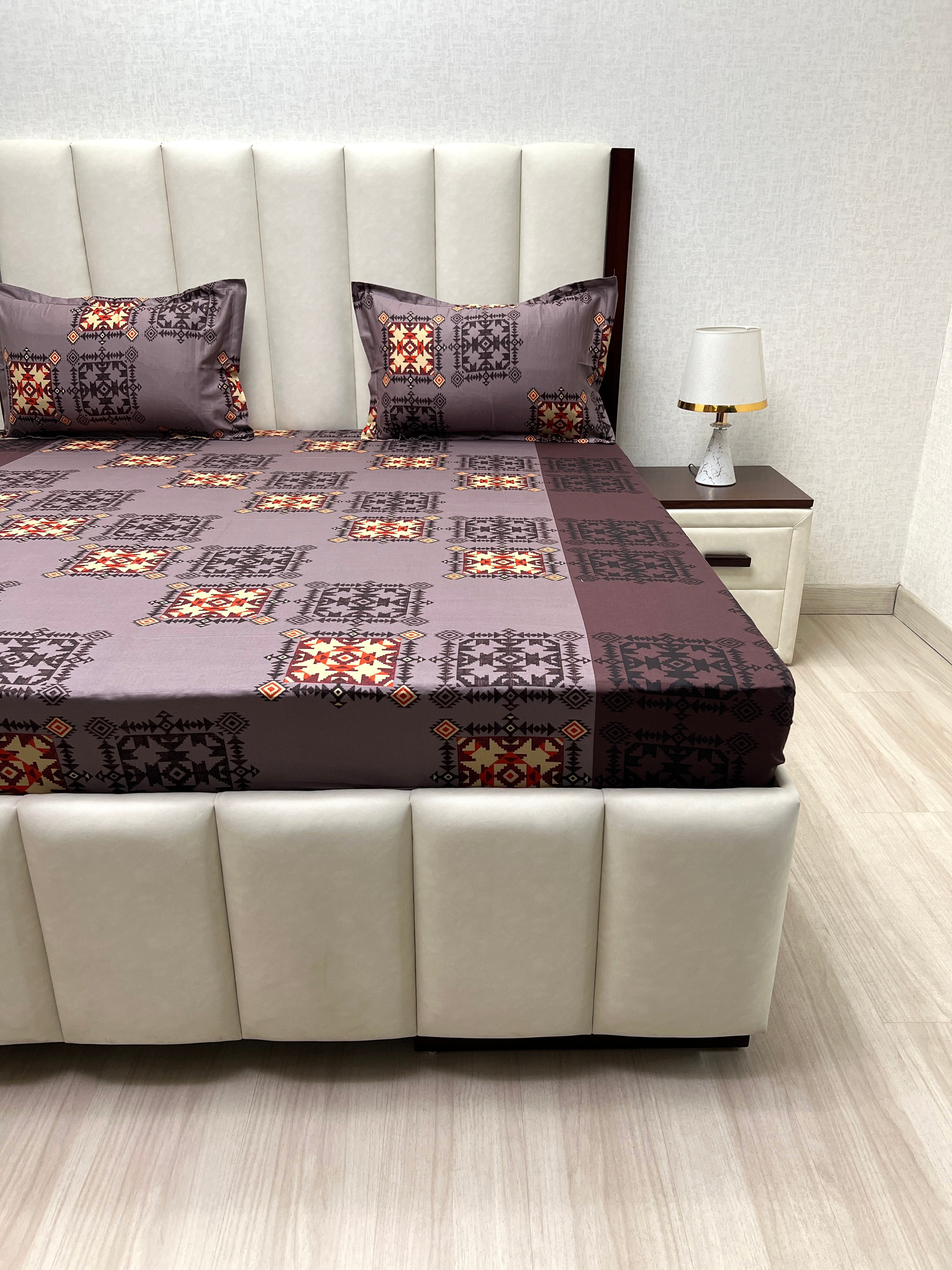A-4366 - Pure Cotton 180 TC Queen Size Double Bedsheet (228X254) with Two Pillow Covers (43X68)