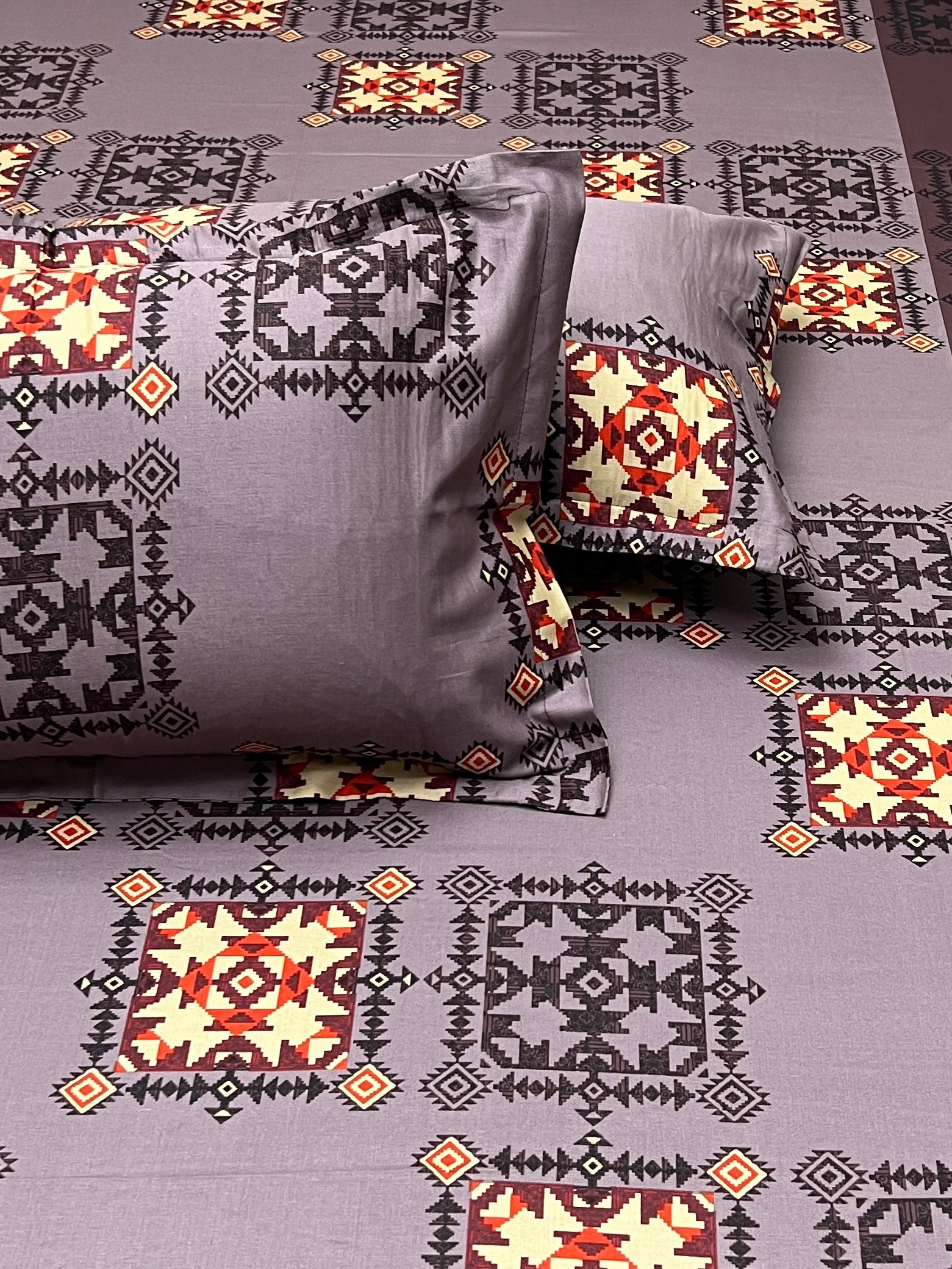 A-4366 - Pure Cotton 180 TC Queen Size Double Bedsheet (228X254) with Two Pillow Covers (43X68)