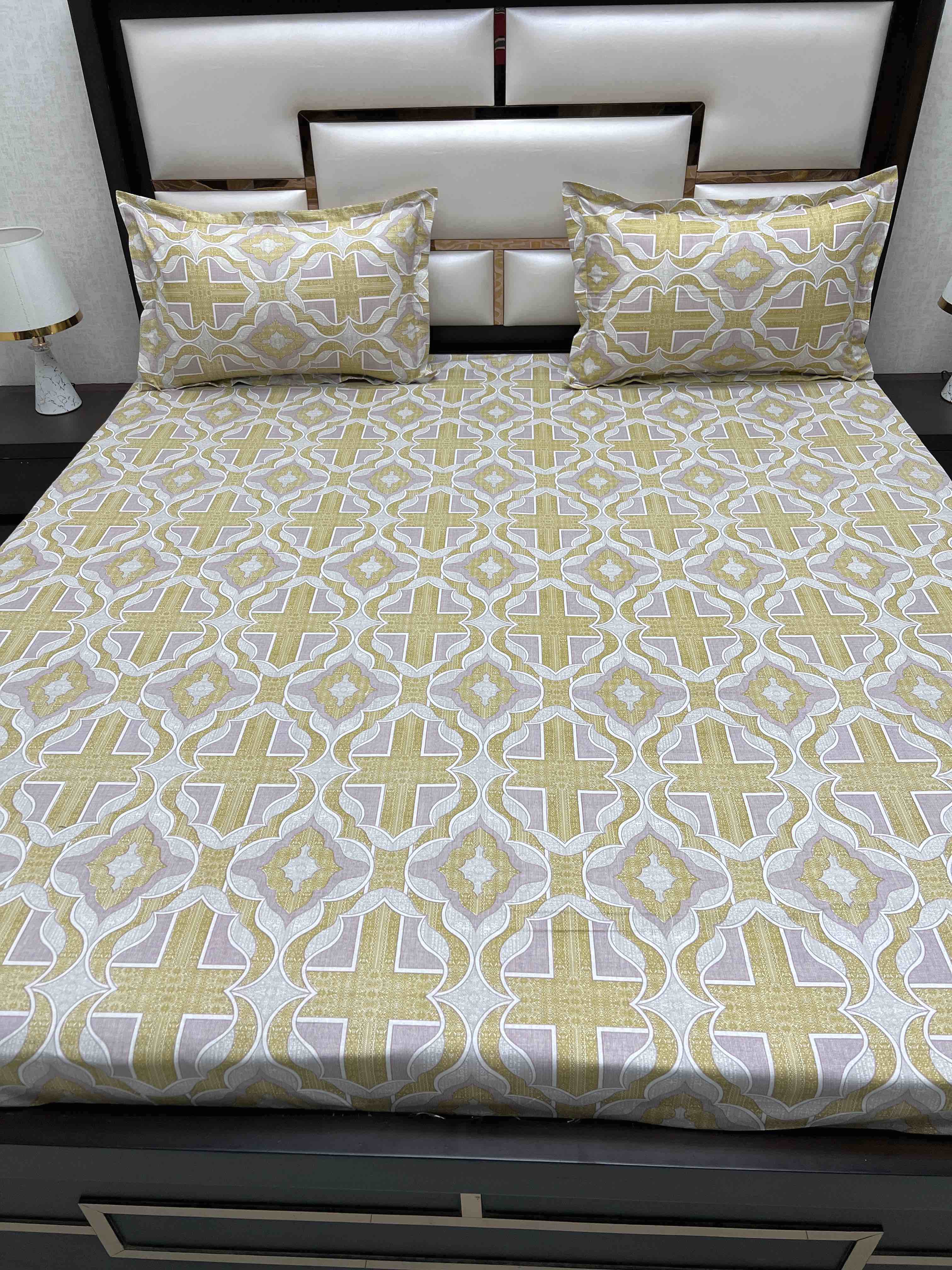 A-4380 - Pure Cotton 180 TC Super King Size Double Bedsheet (274X304) with Two Pillow Covers (50X76)