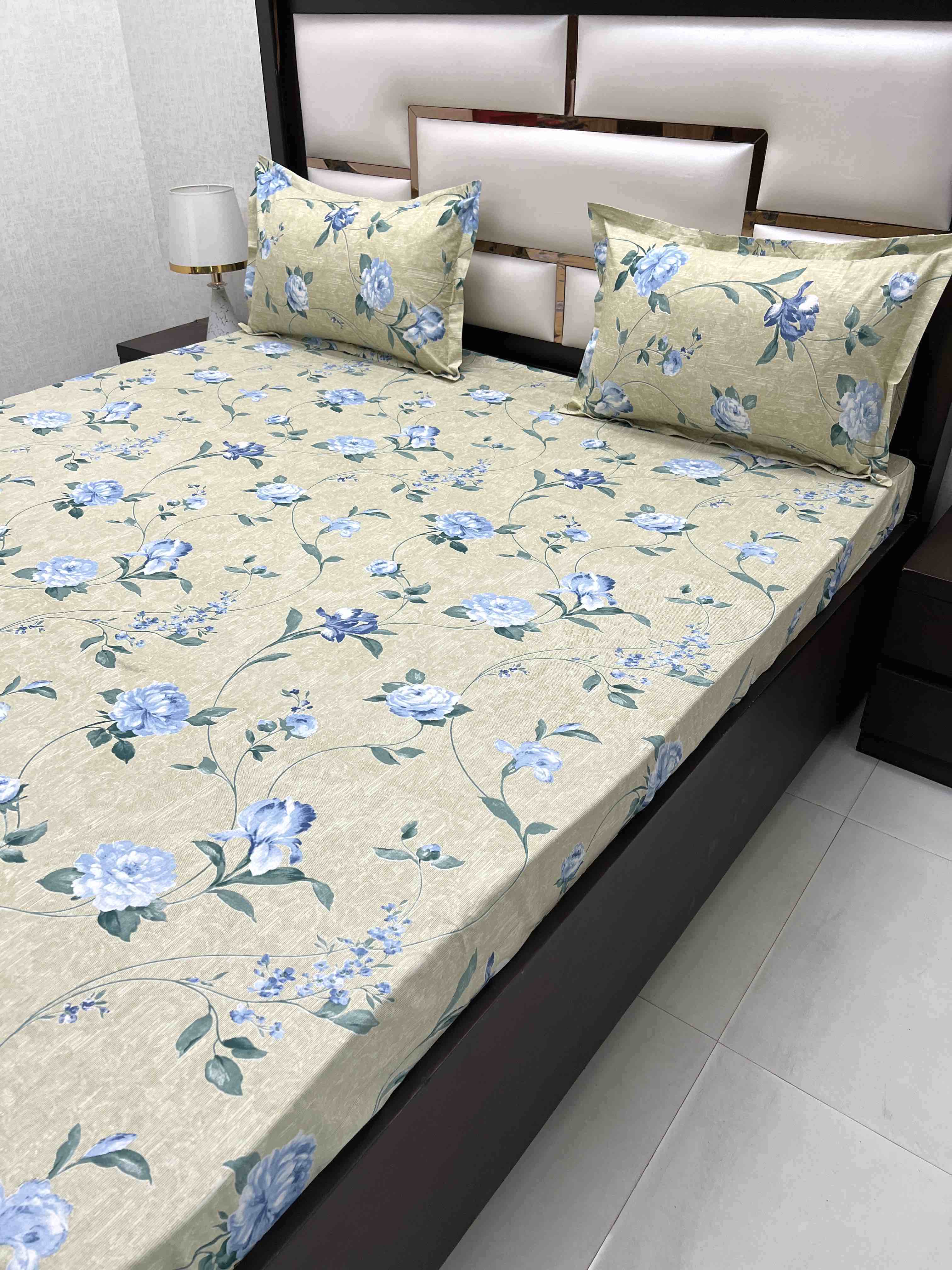 A-4386 - Pure Cotton 180 TC Super King Size Double Bedsheet (274X304) with Two Pillow Covers (50X76)