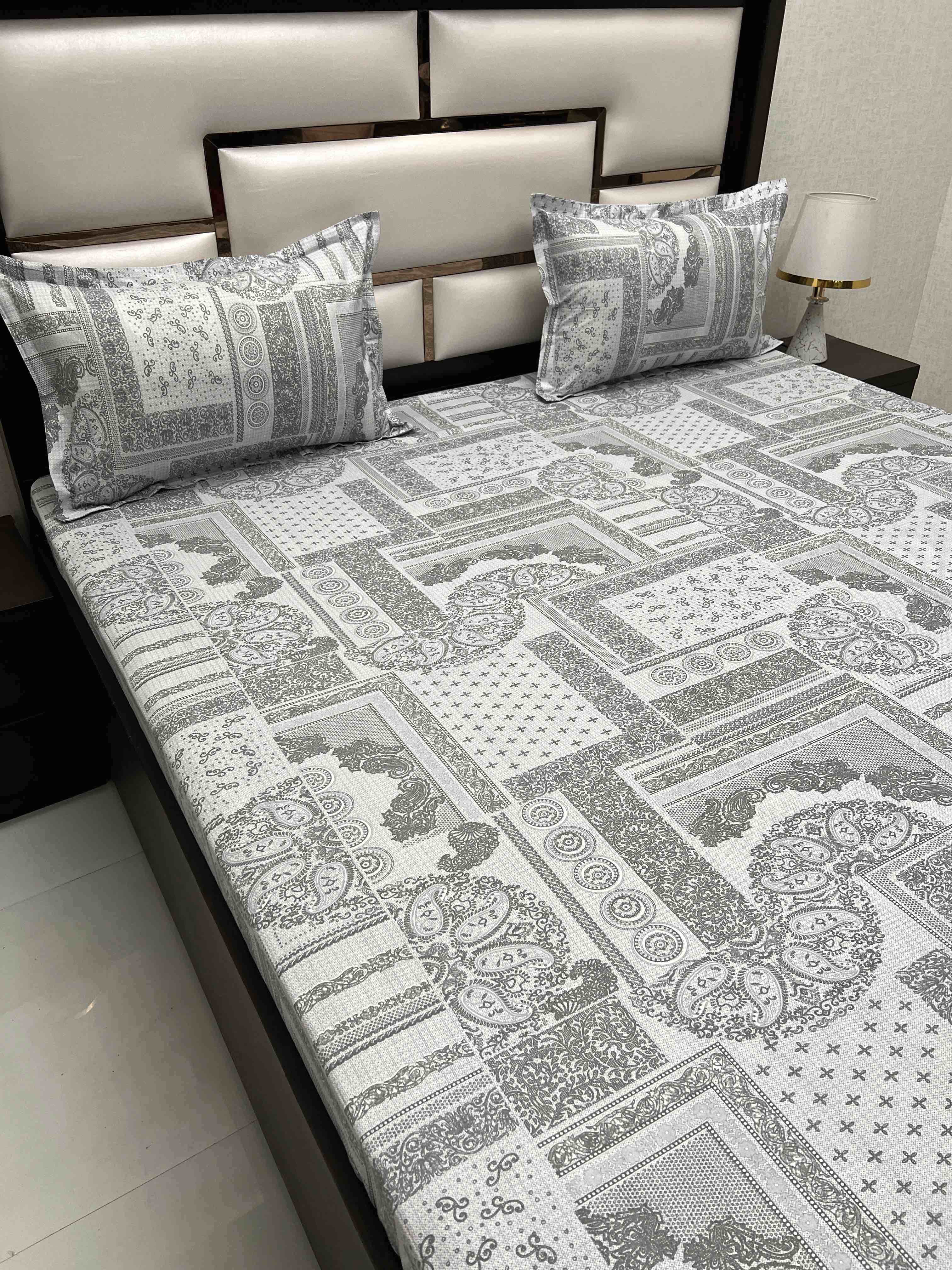 A-4395 - Pure Cotton 180 TC Super King Size Double Bedsheet (274X304) with Two Pillow Covers (50X76)