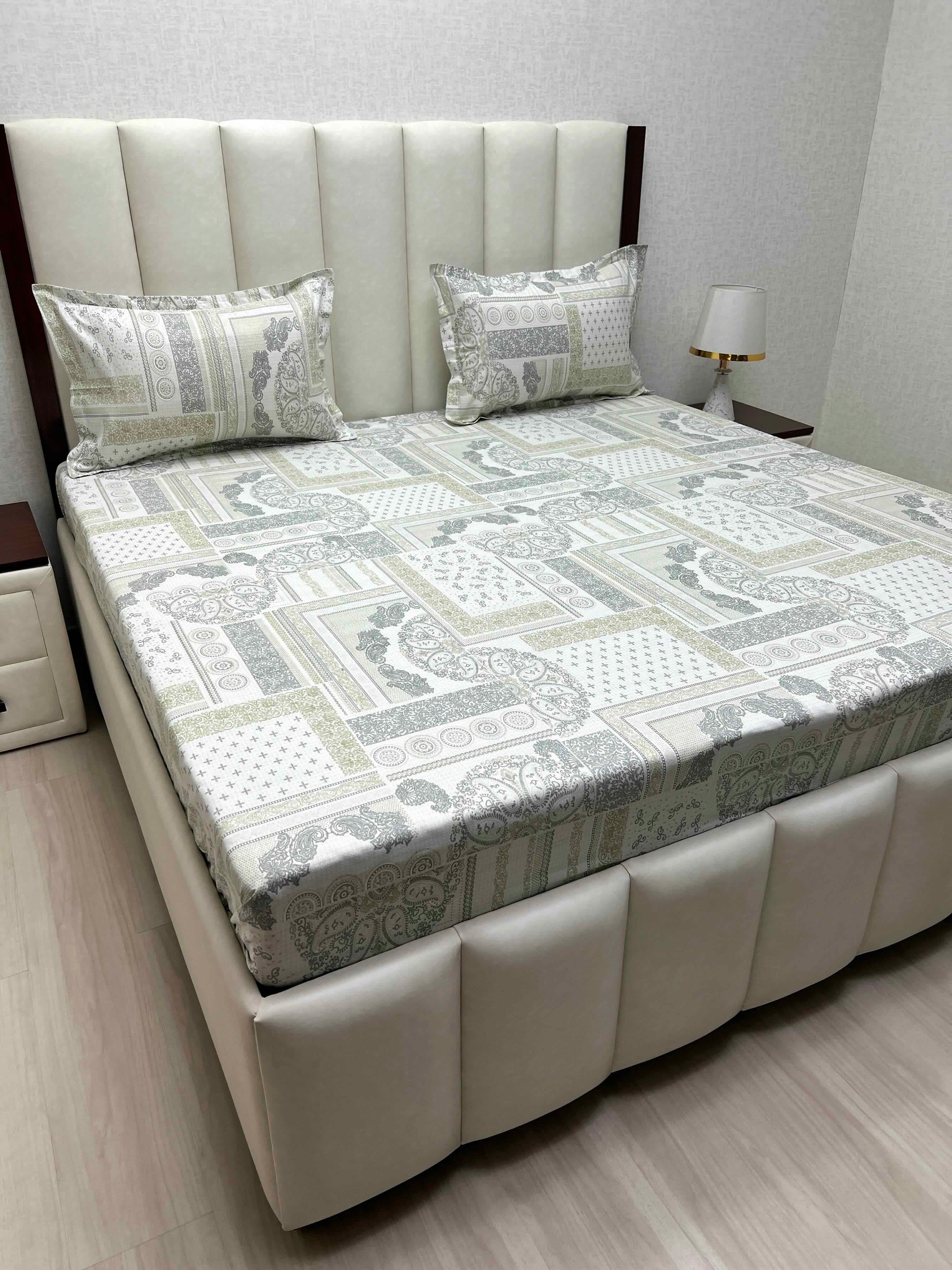 A-4397 - Pure Cotton 180 TC Super King Size Double Bedsheet (274X304) with Two Pillow Covers (50X76)