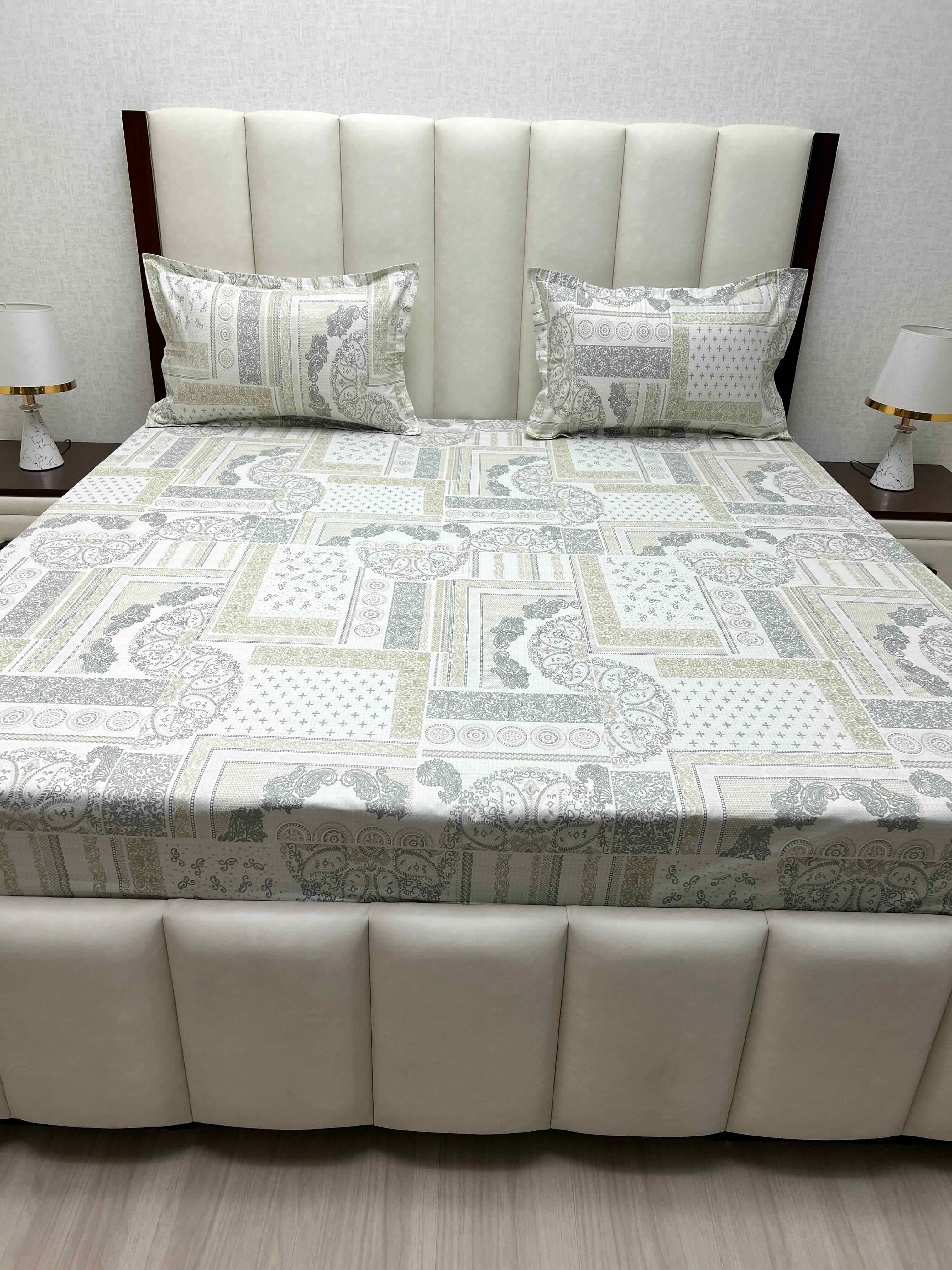 A-4397 - Pure Cotton 180 TC Super King Size Double Bedsheet (274X304) with Two Pillow Covers (50X76)