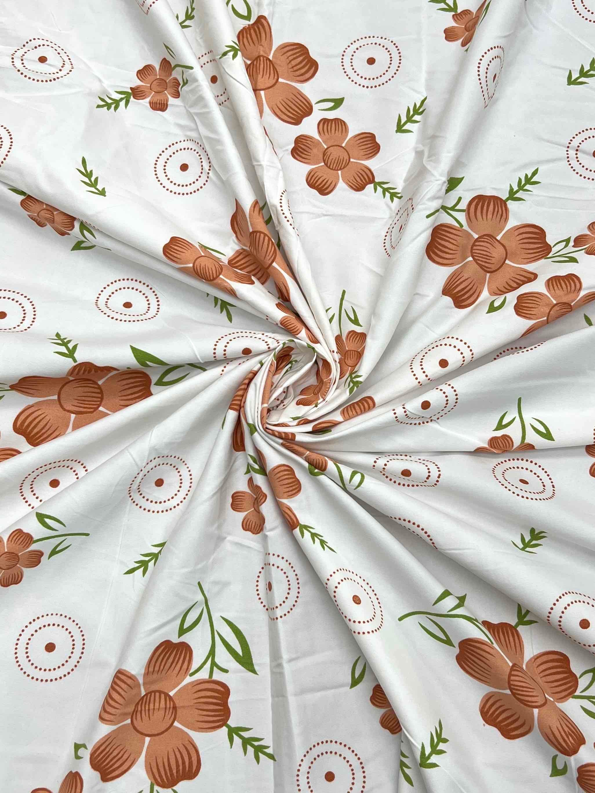 A-4398 - Poly Cotton 130 GSM Queen Size Double Bedsheet (228X254) with Two Pillow Covers (43X68)