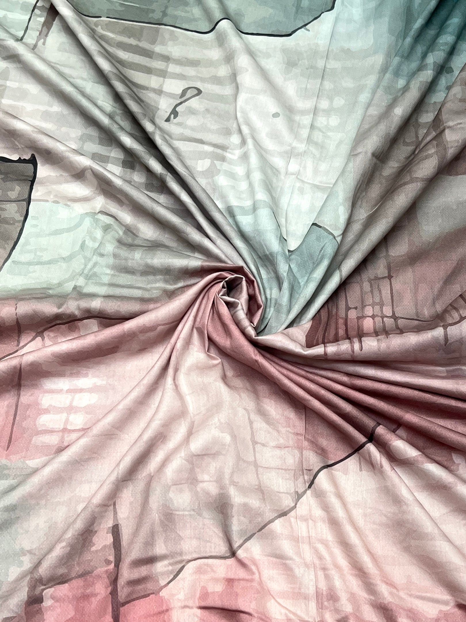 A-4461 - Pure Cotton 300 TC King Size Digital Print Double Bedsheet (274X274) with Two Pillow Covers (50X76)