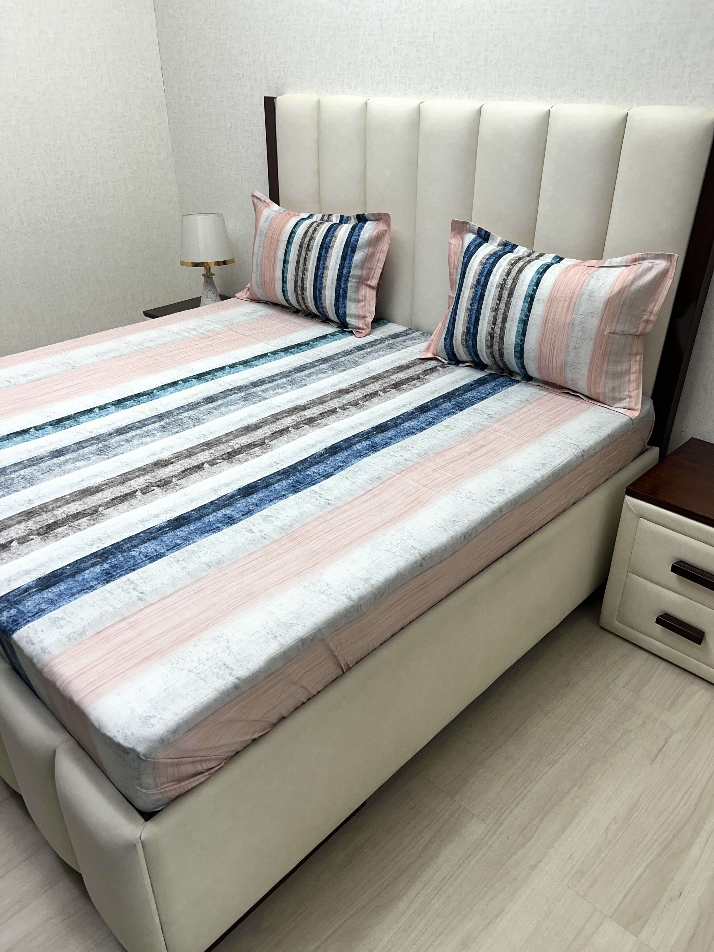 A-4463 - Pure Cotton 300 TC King Size Digital Print Double Bedsheet (274X274) with Two Pillow Covers (50X76)