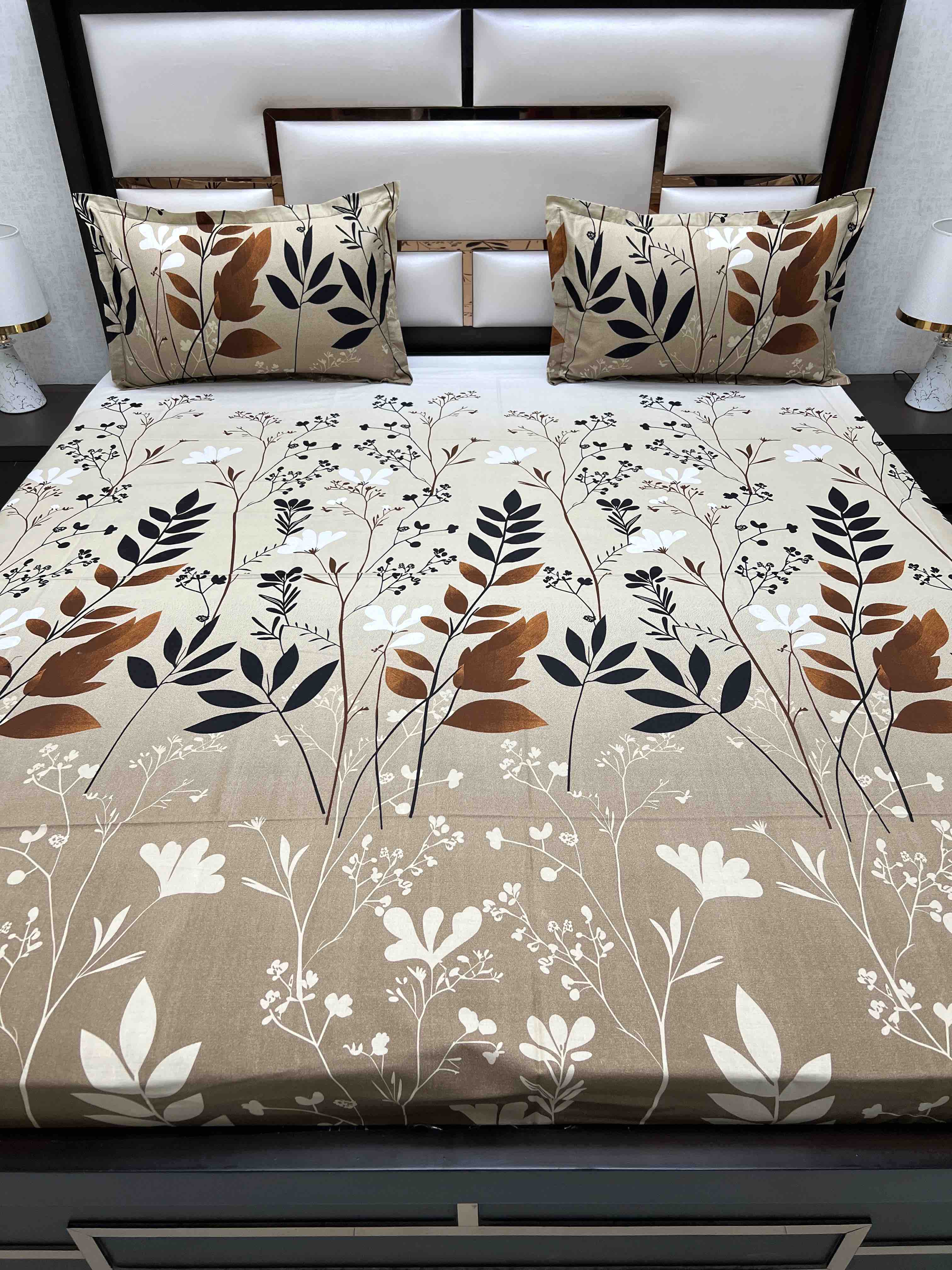 A-4467 - Pure Cotton 180 TC Queen Size Double Bedsheet (228X254) with Two Pillow Covers (43X68)