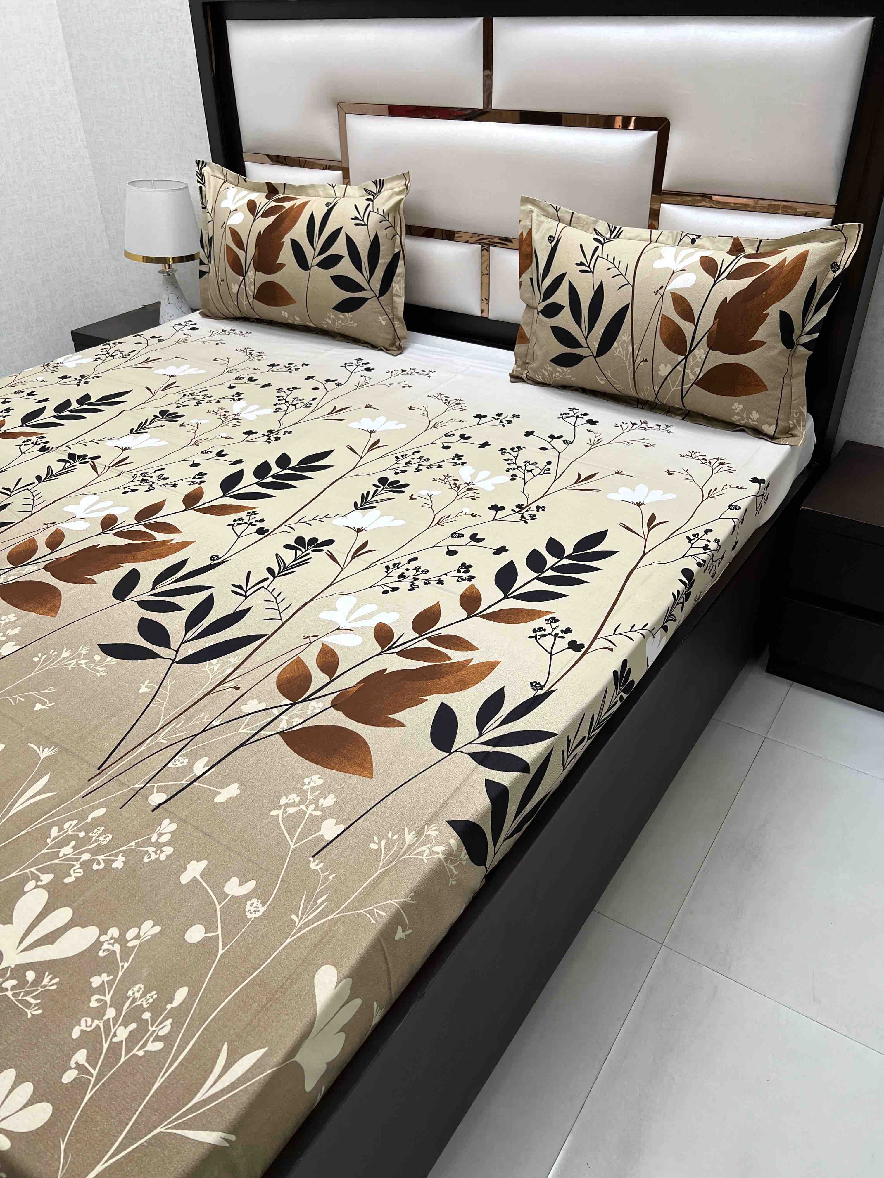 A-4467 - Pure Cotton 180 TC Queen Size Double Bedsheet (228X254) with Two Pillow Covers (43X68)