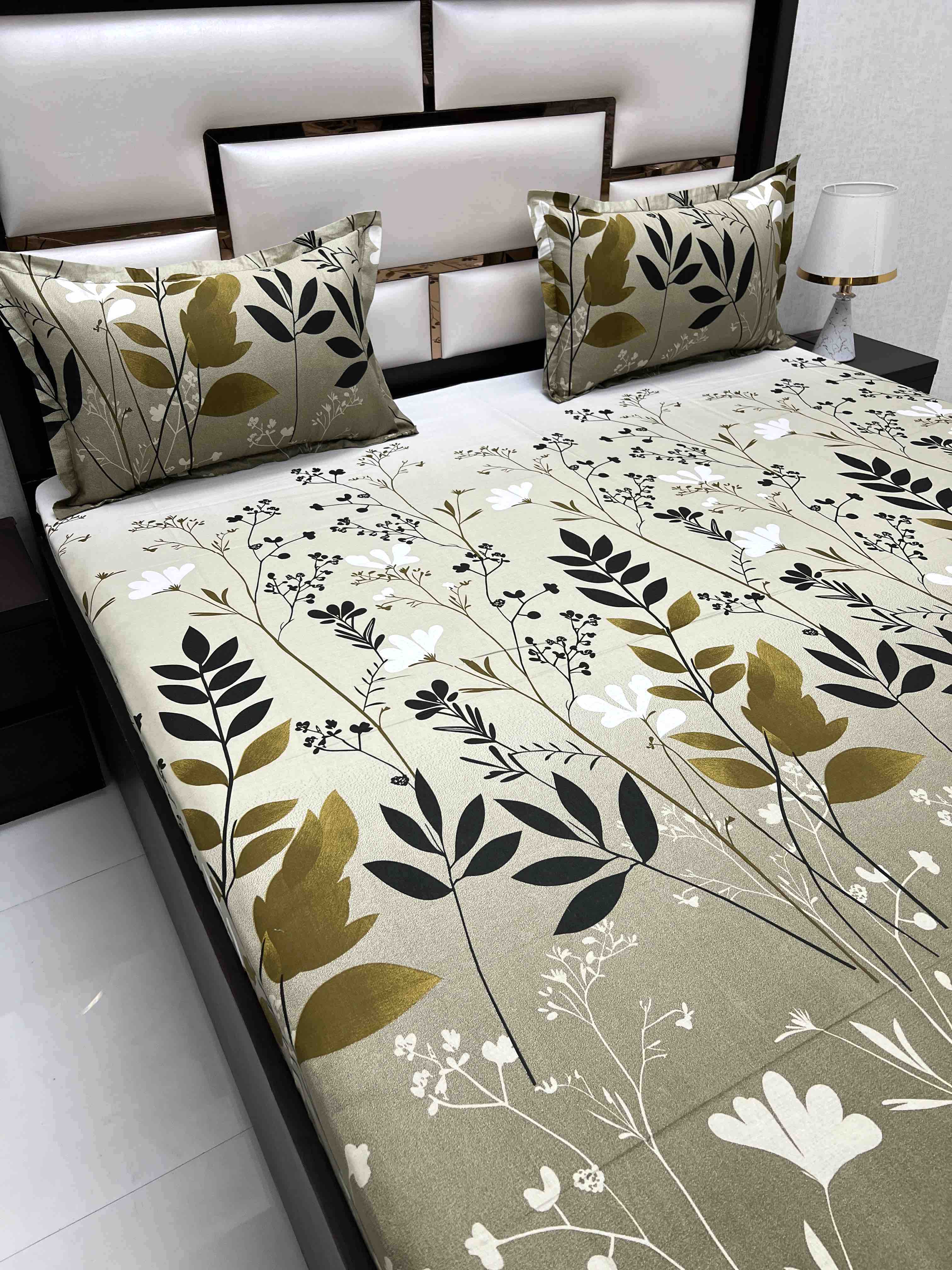 A-4468 - Pure Cotton 180 TC Queen Size Double Bedsheet (228X254) with Two Pillow Covers (43X68)