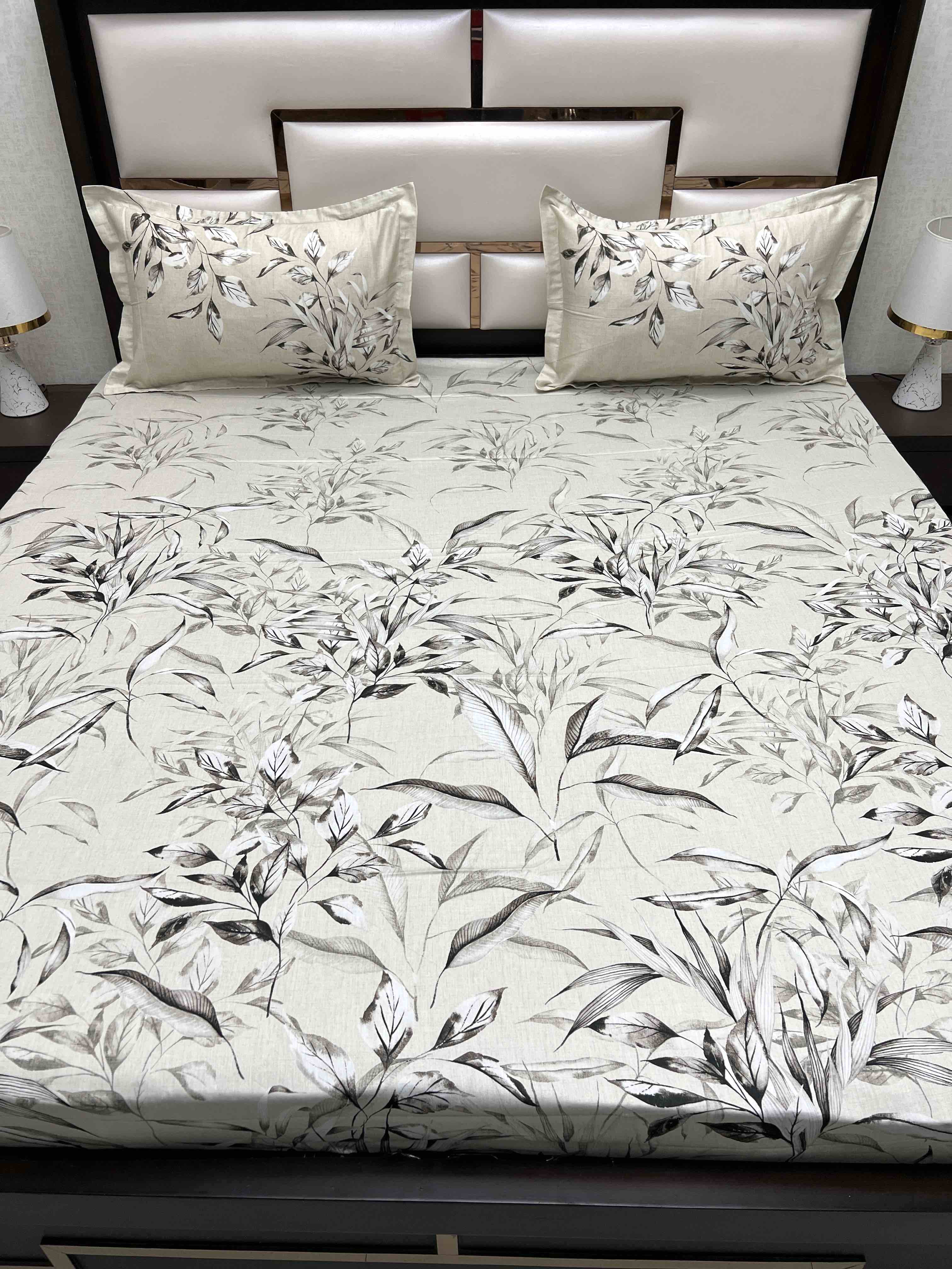 A-4475 - Pure Cotton 300 TC King Size Digital Print Double Bedsheet (274X274) with Two Pillow Covers (50X76)