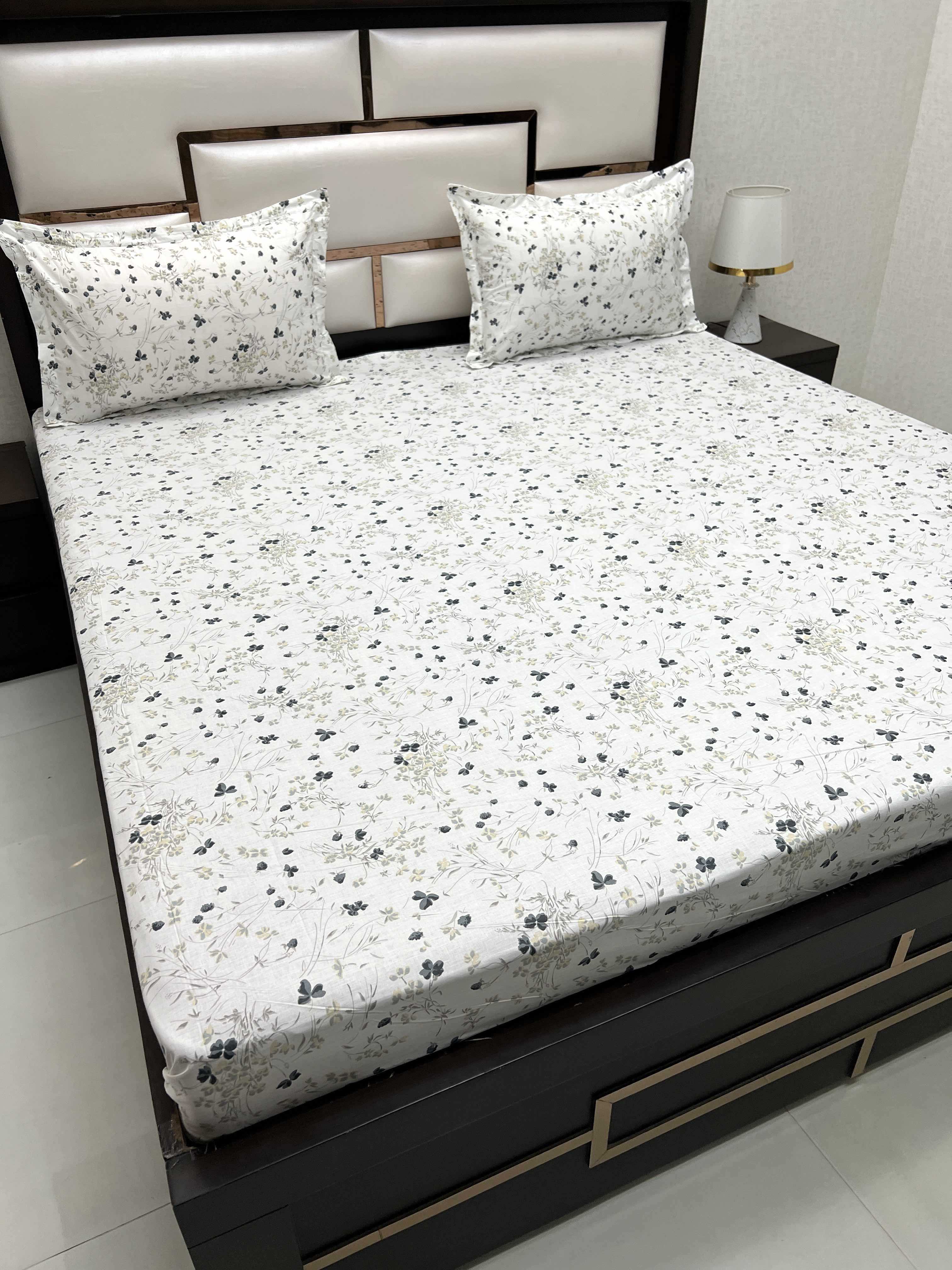 A-4486 - Pure Cotton 210 TC King Size Double Bedsheet (274X274) with Two Pillow Covers (50X76)