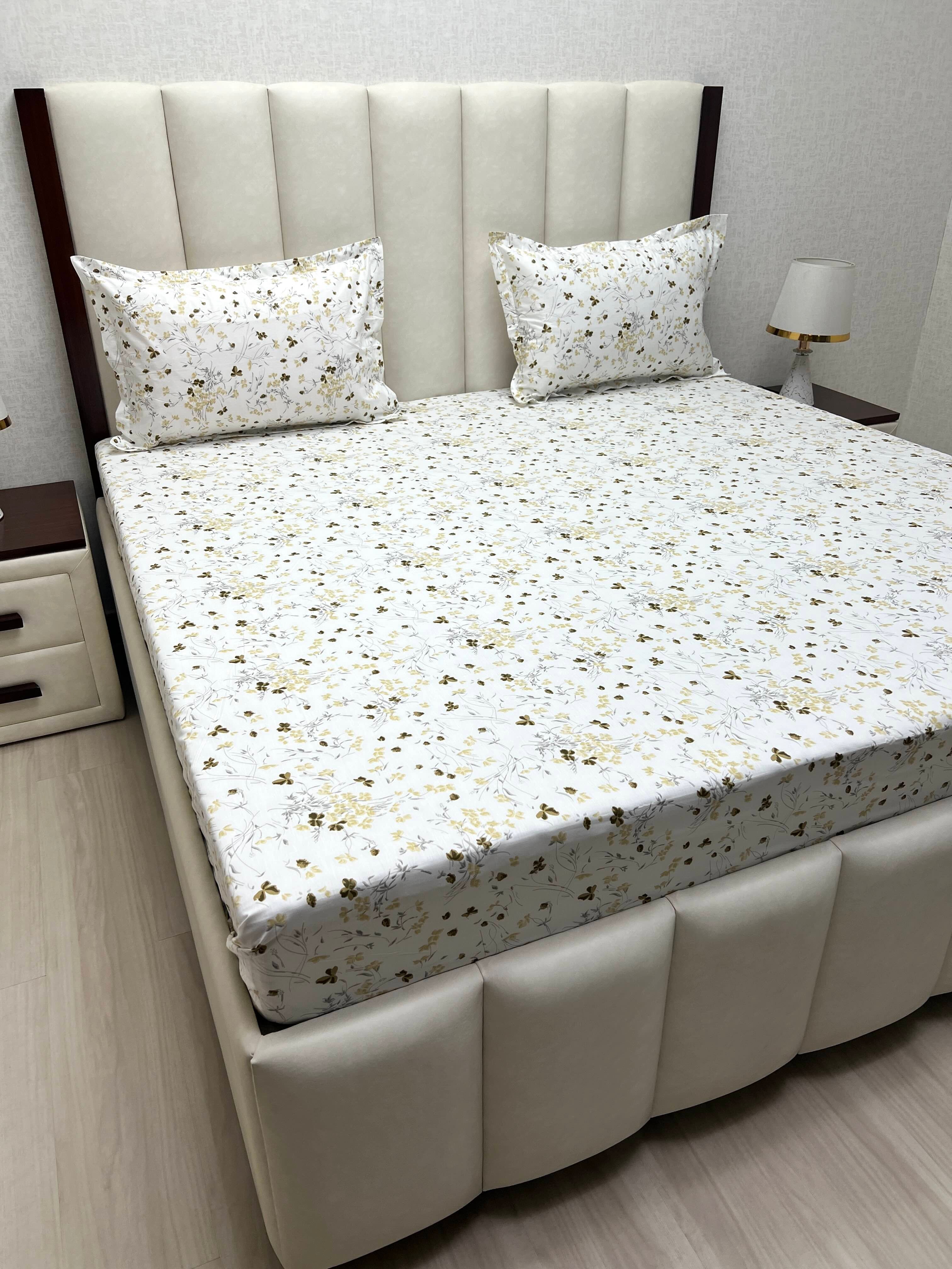 A-4487 - Pure Cotton 210 TC King Size Double Bedsheet (274X274) with Two Pillow Covers (50X76)