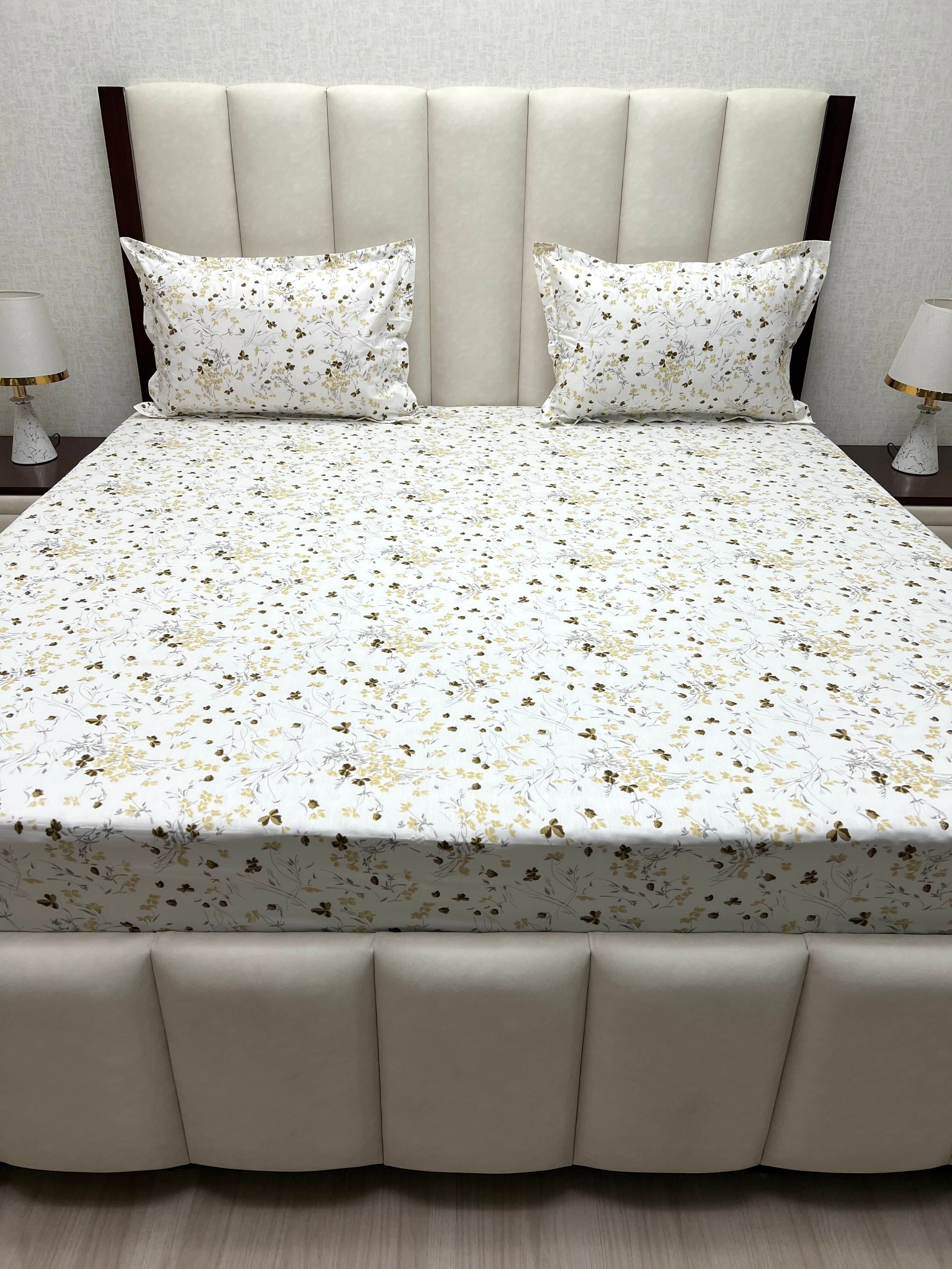 A-4487 - Pure Cotton 210 TC King Size Double Bedsheet (274X274) with Two Pillow Covers (50X76)