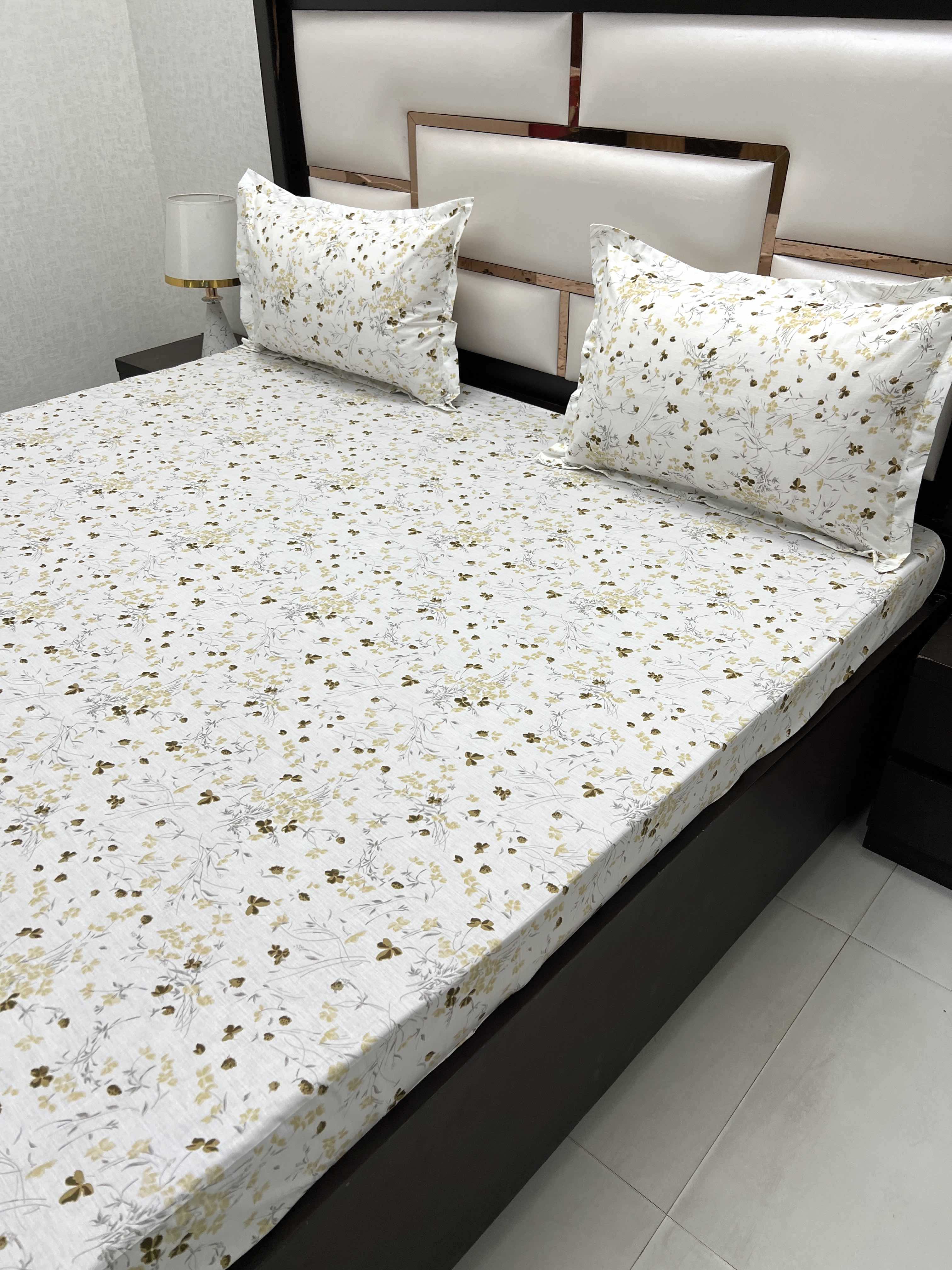 A-4487 - Pure Cotton 210 TC King Size Double Bedsheet (274X274) with Two Pillow Covers (50X76)