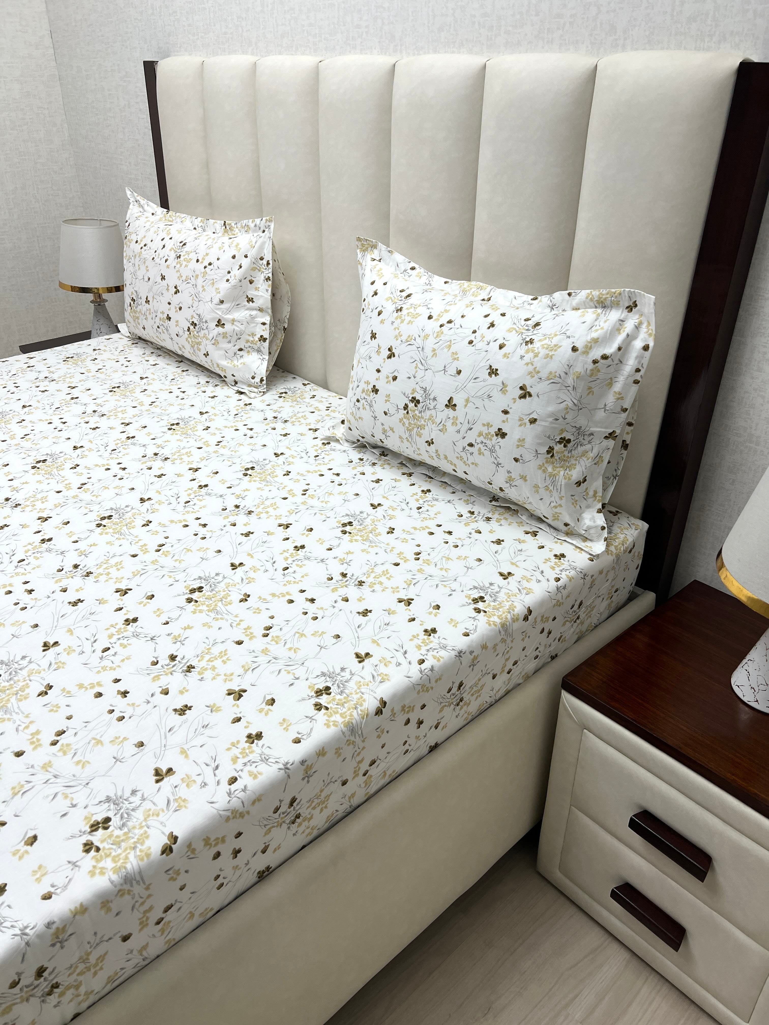 A-4487 - Pure Cotton 210 TC King Size Double Bedsheet (274X274) with Two Pillow Covers (50X76)