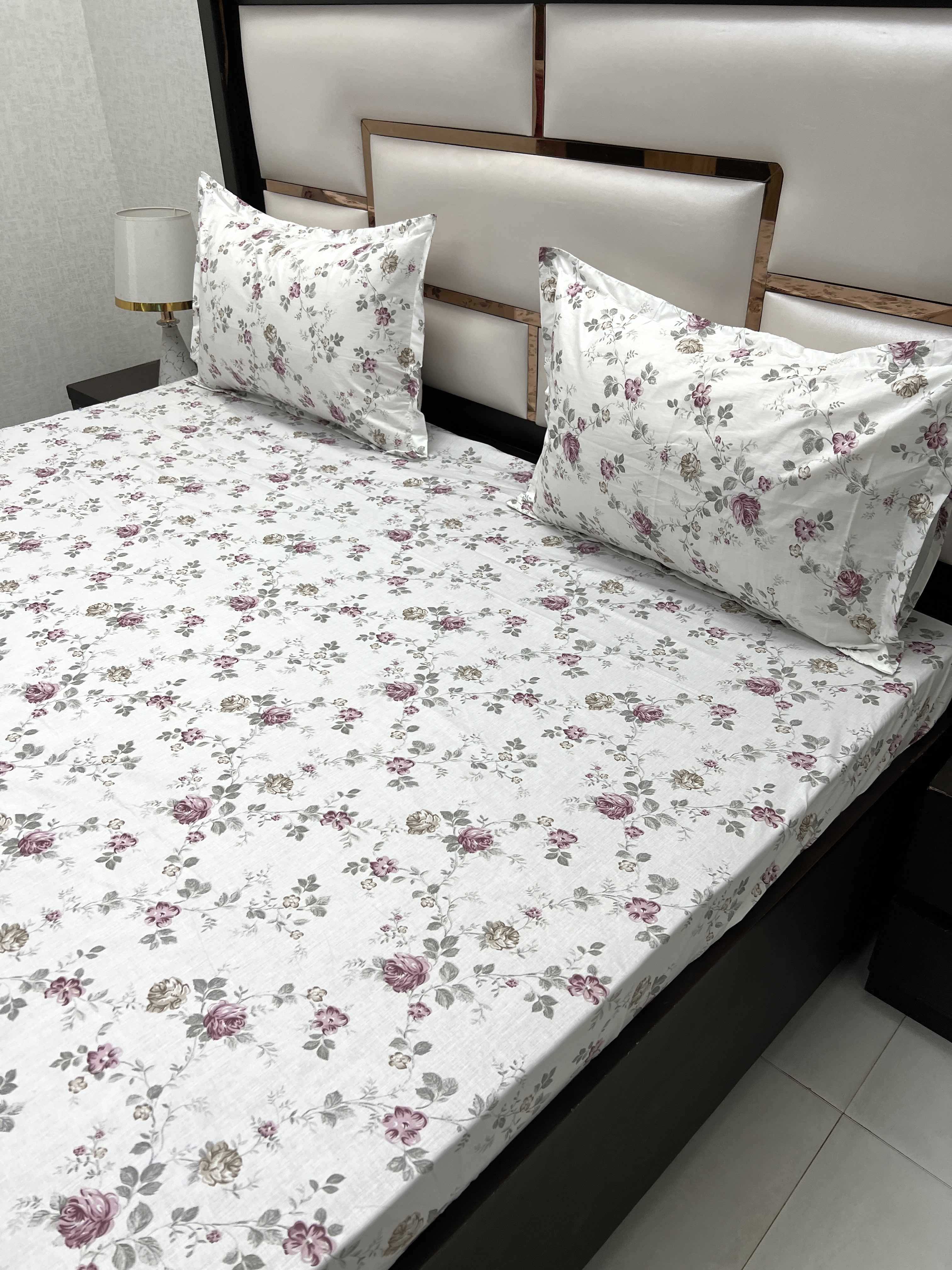 A-4493 - Pure Cotton 210 TC King Size Double Bedsheet (274X274) with Two Pillow Covers (50X76)