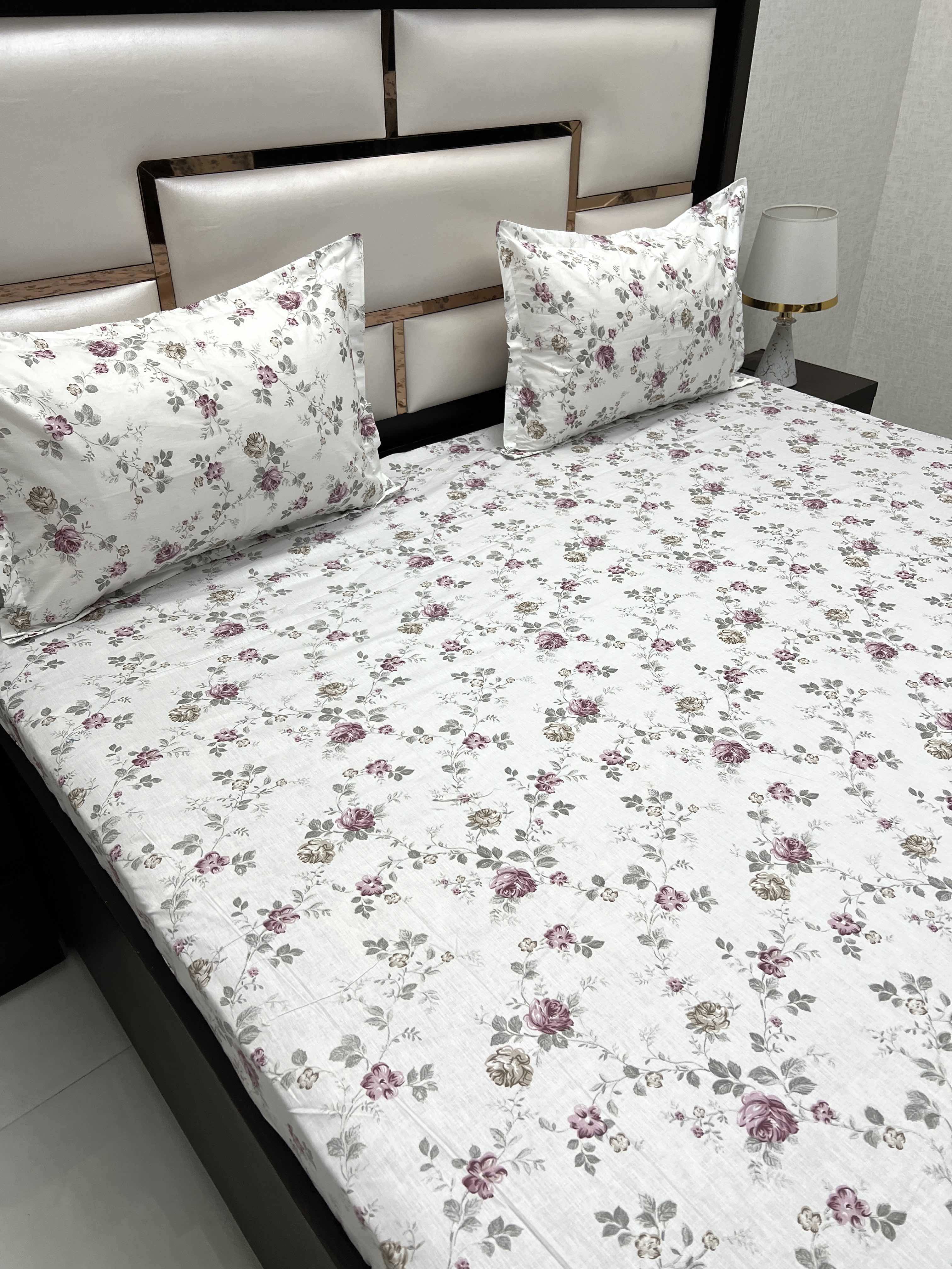 A-4493 - Pure Cotton 210 TC King Size Double Bedsheet (274X274) with Two Pillow Covers (50X76)