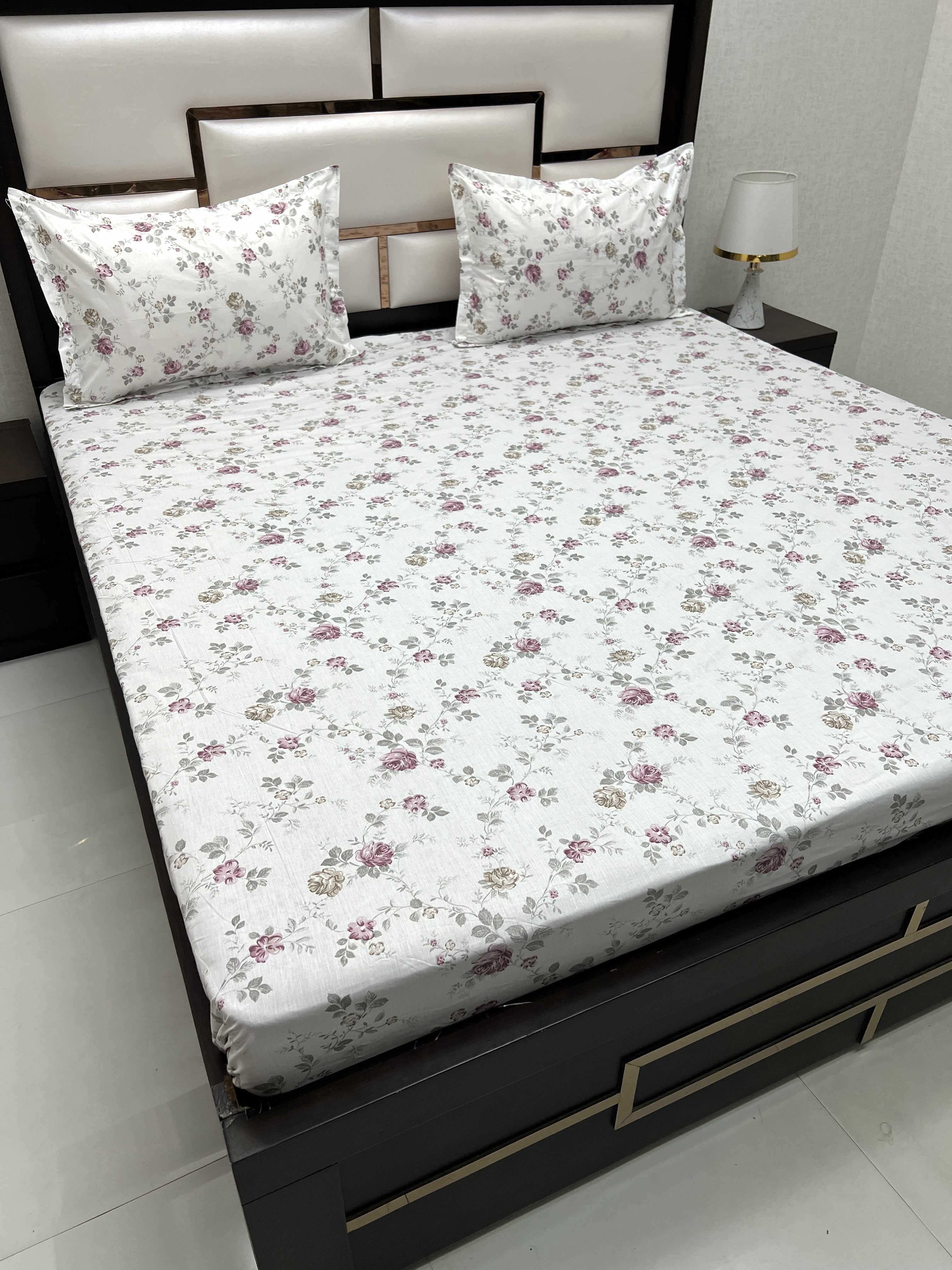 A-4493 - Pure Cotton 210 TC King Size Double Bedsheet (274X274) with Two Pillow Covers (50X76)