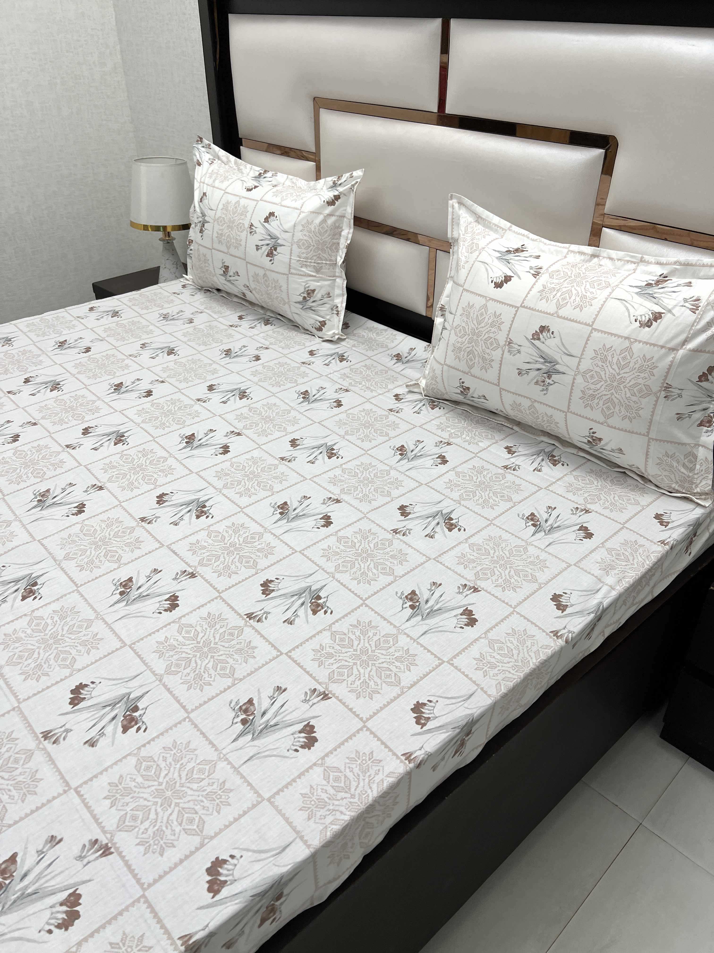 A-4494 - Pure Cotton 210 TC King Size Double Bedsheet (274X274) with Two Pillow Covers (50X76)