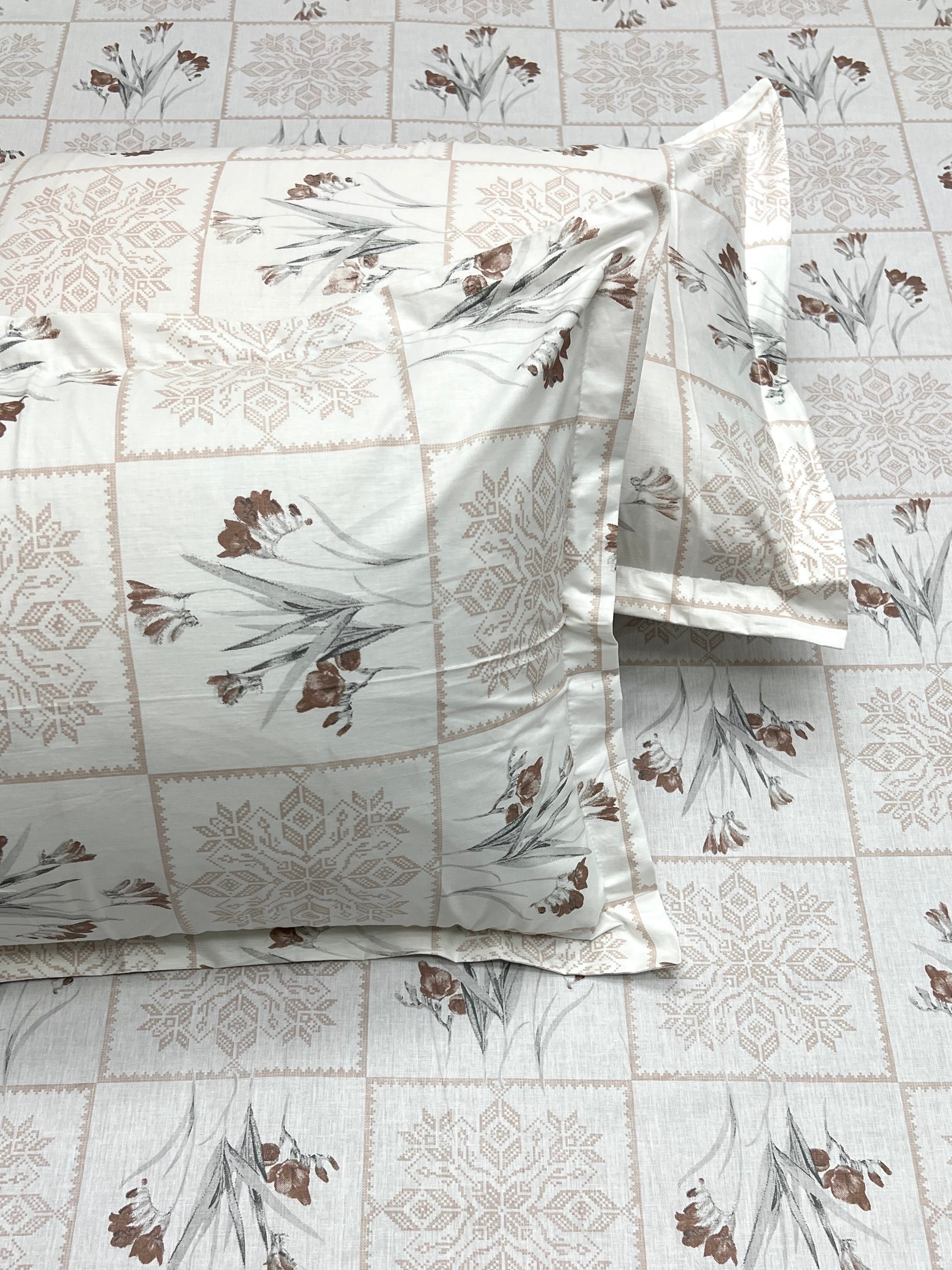 A-4494 - Pure Cotton 210 TC King Size Double Bedsheet (274X274) with Two Pillow Covers (50X76)