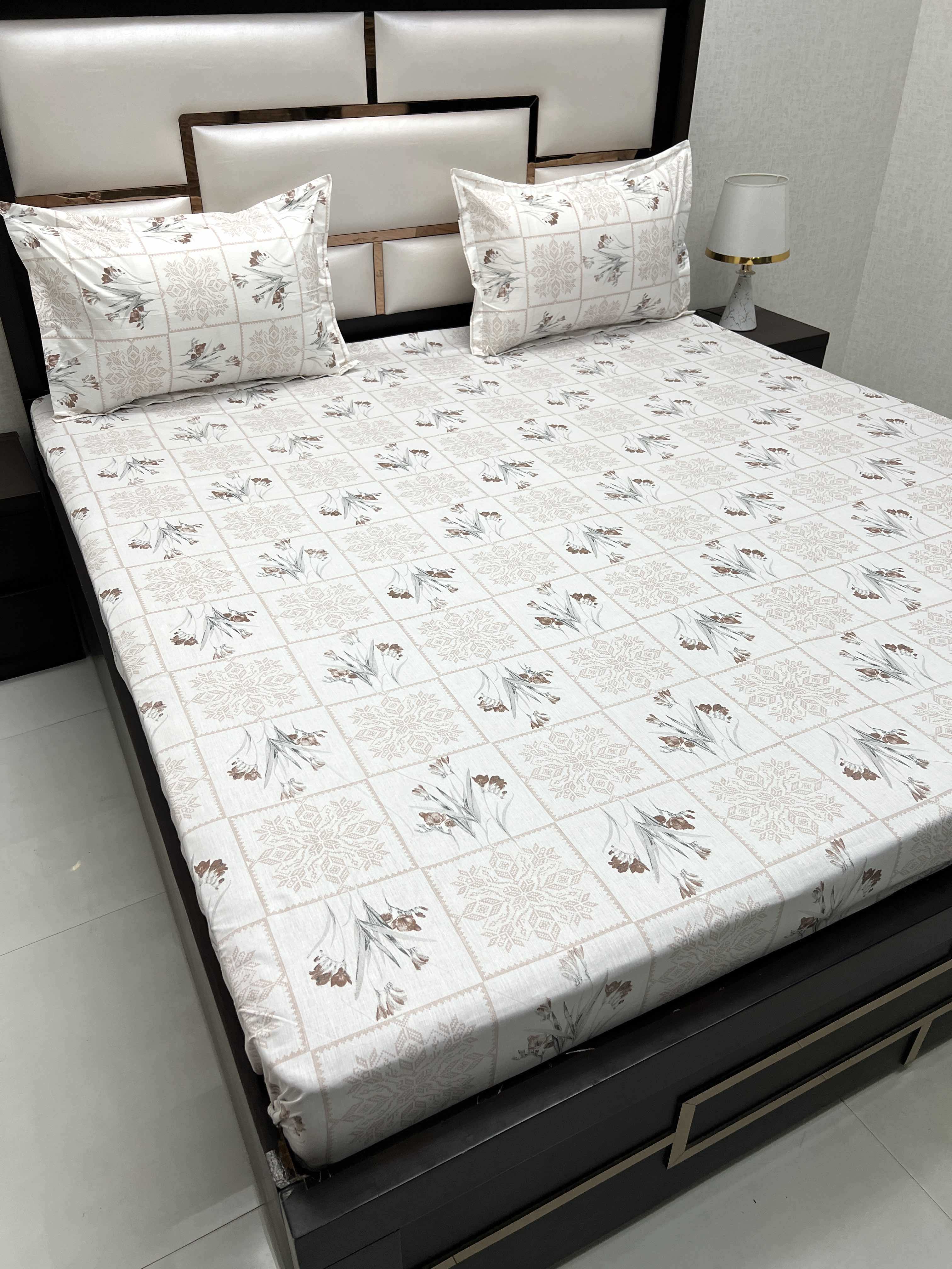 A-4494 - Pure Cotton 210 TC King Size Double Bedsheet (274X274) with Two Pillow Covers (50X76)