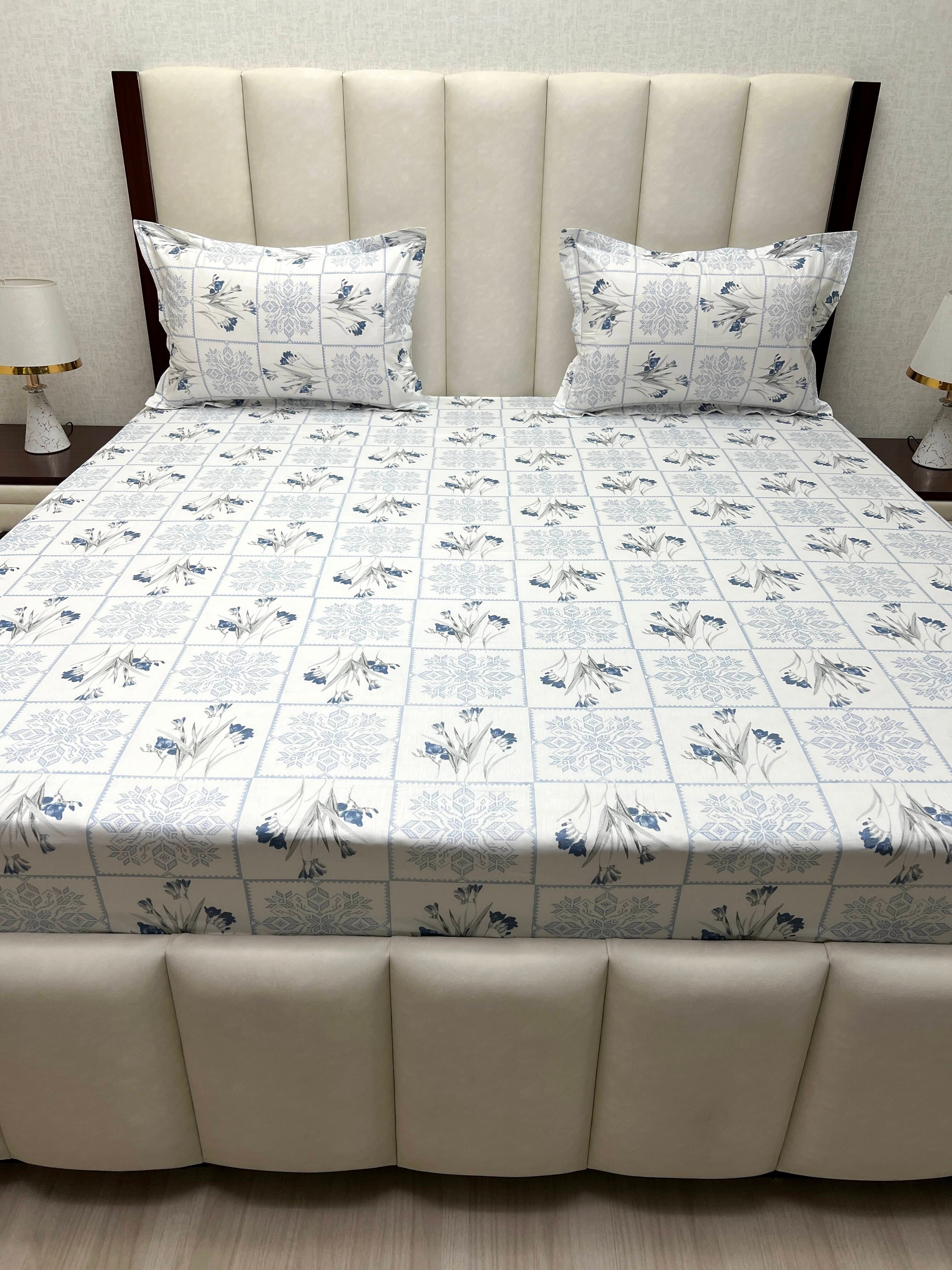 A-4495 - Pure Cotton 210 TC King Size Double Bedsheet (274X274) with Two Pillow Covers (50X76)