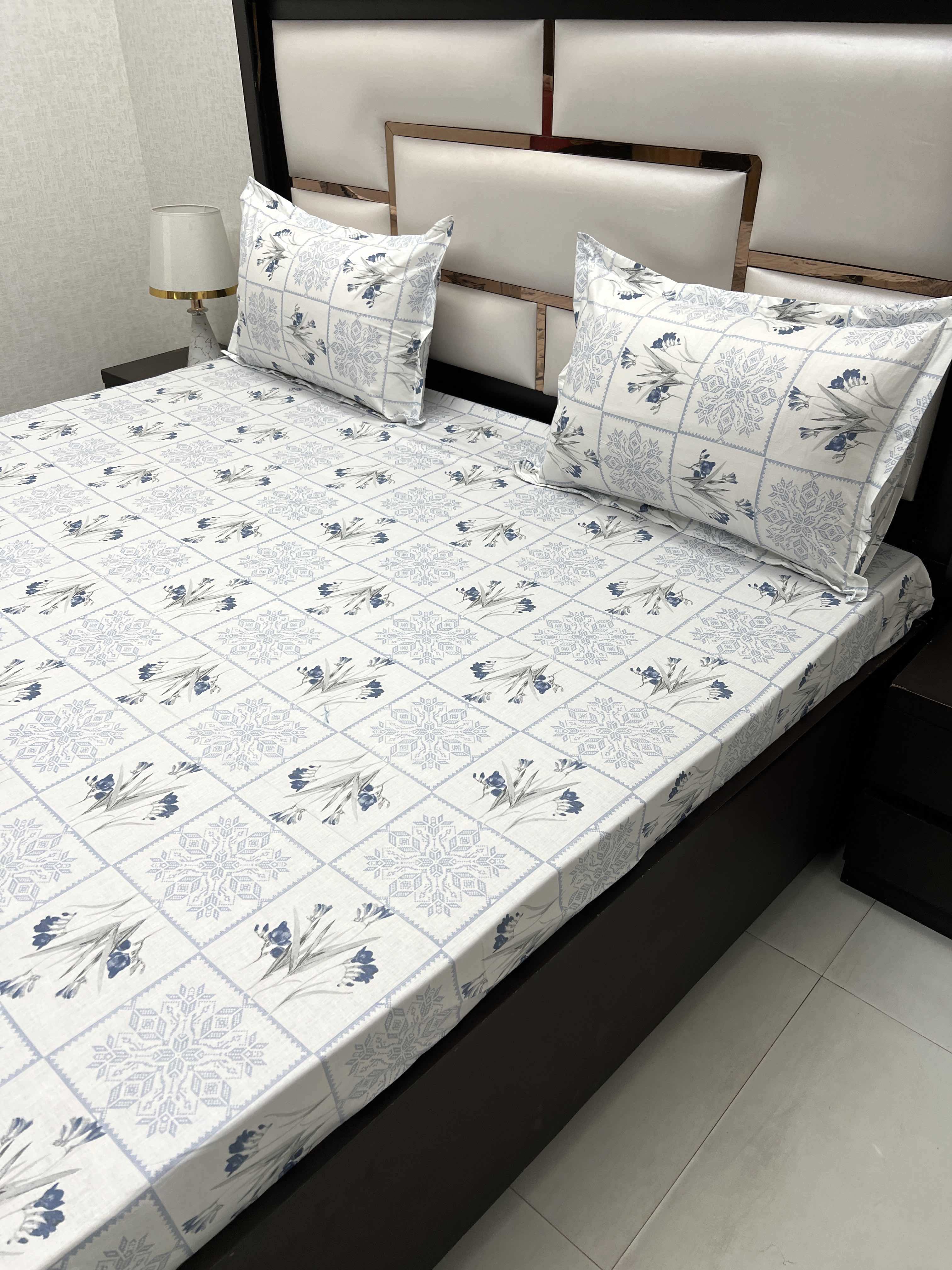 A-4495 - Pure Cotton 210 TC King Size Double Bedsheet (274X274) with Two Pillow Covers (50X76)