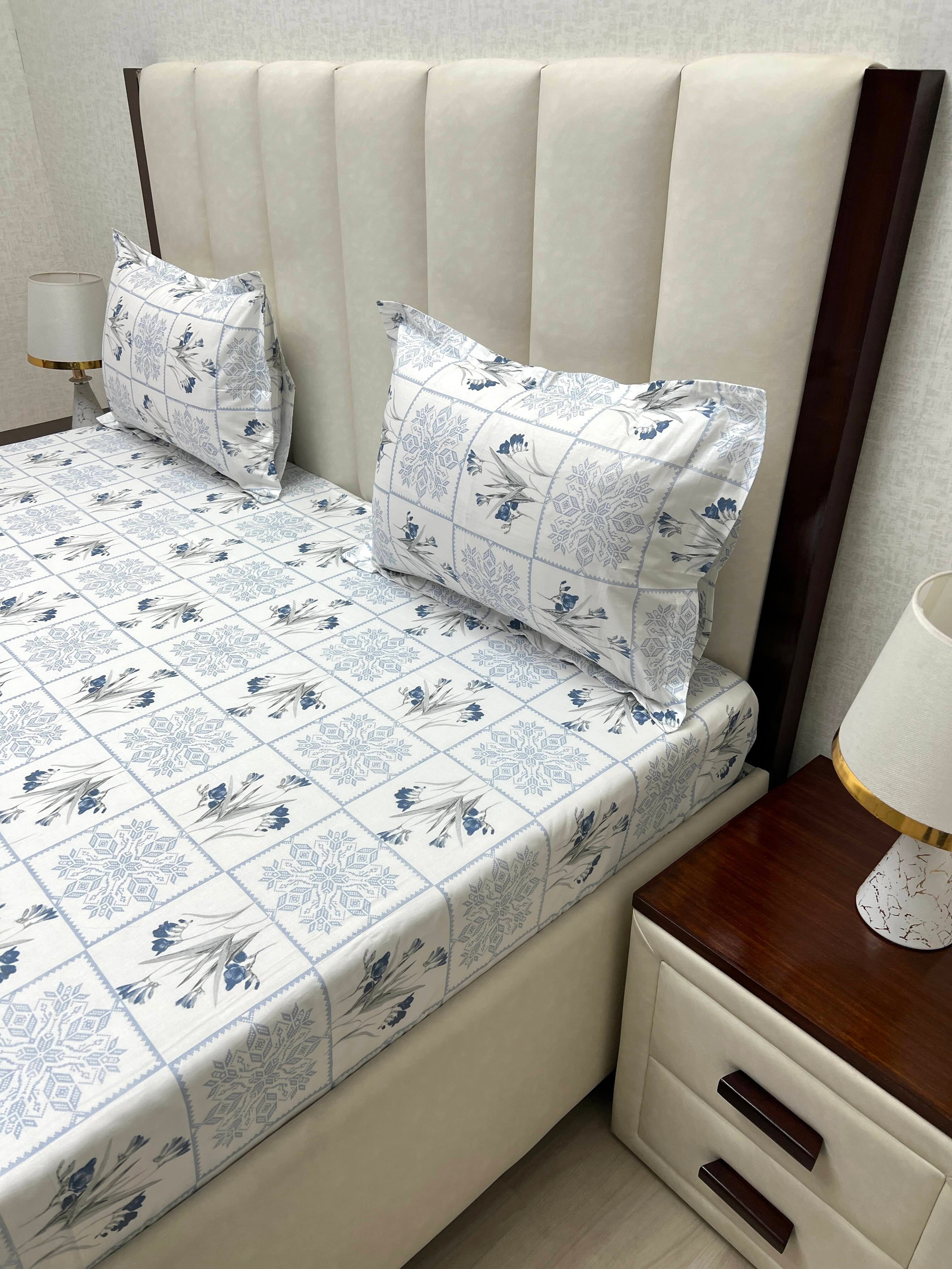 A-4495 - Pure Cotton 210 TC King Size Double Bedsheet (274X274) with Two Pillow Covers (50X76)