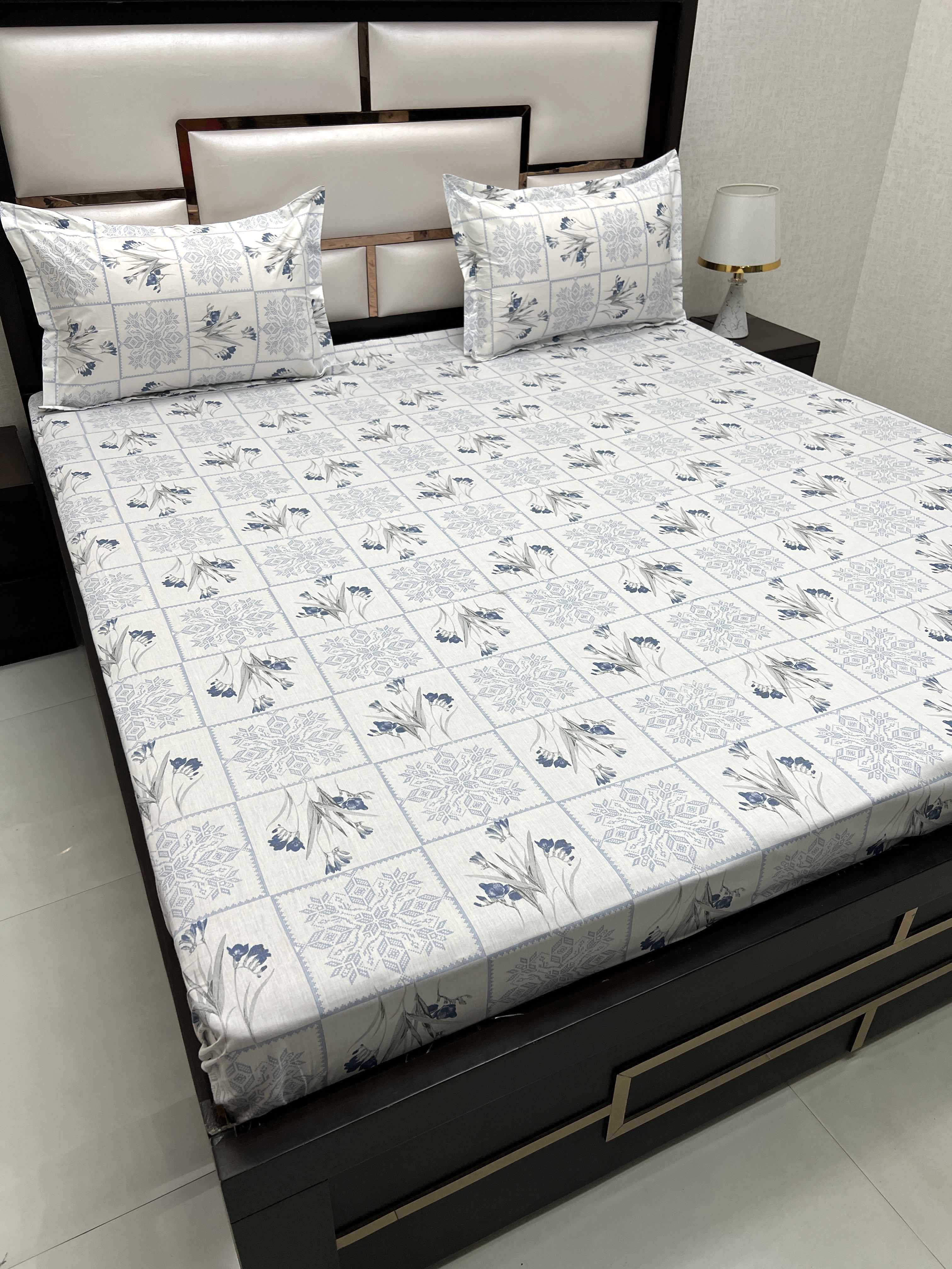 A-4495 - Pure Cotton 210 TC King Size Double Bedsheet (274X274) with Two Pillow Covers (50X76)