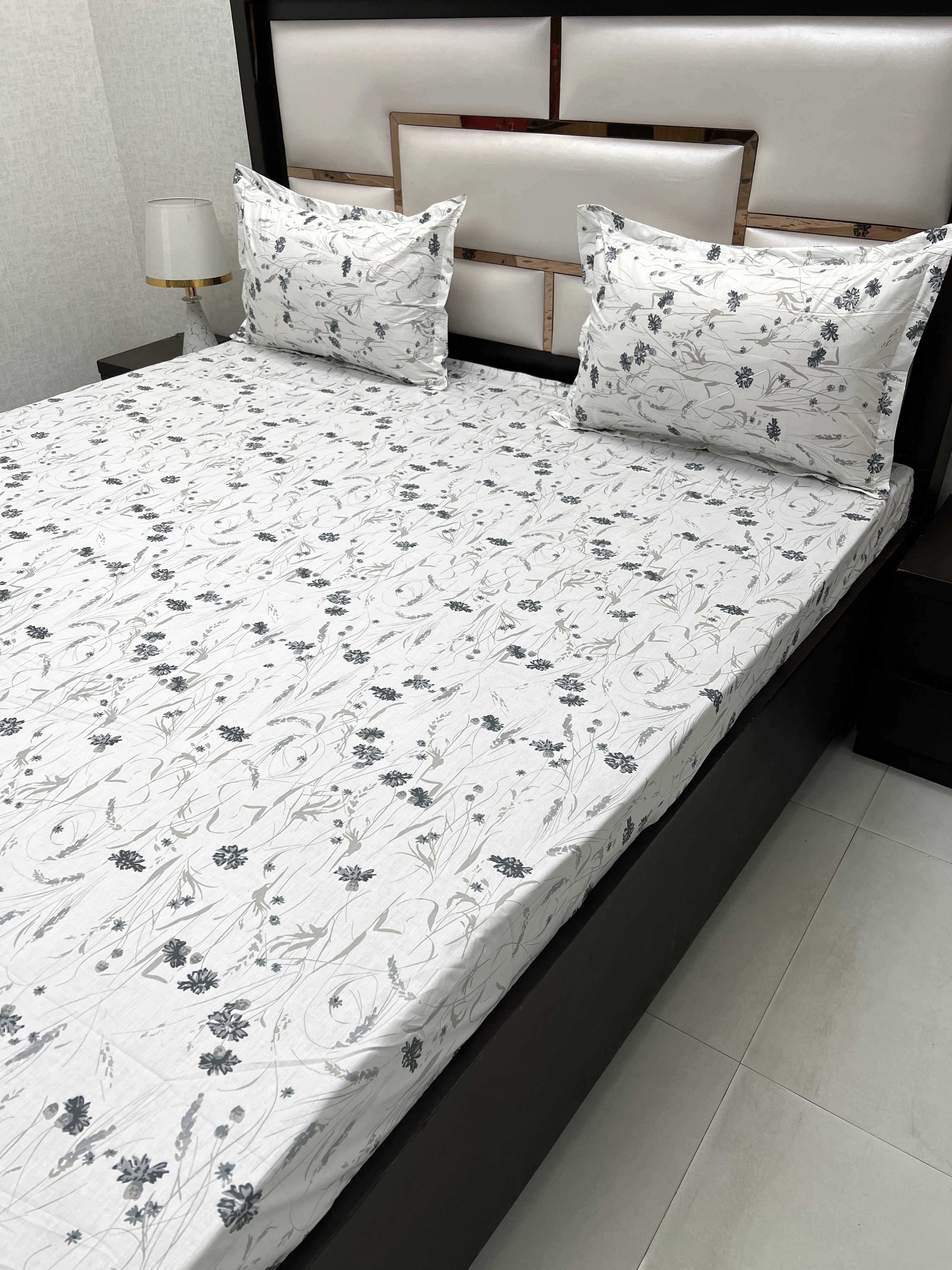 A-4501 - Pure Cotton 210 TC King Size Double Bedsheet (274X274) with Two Pillow Covers (50X76)