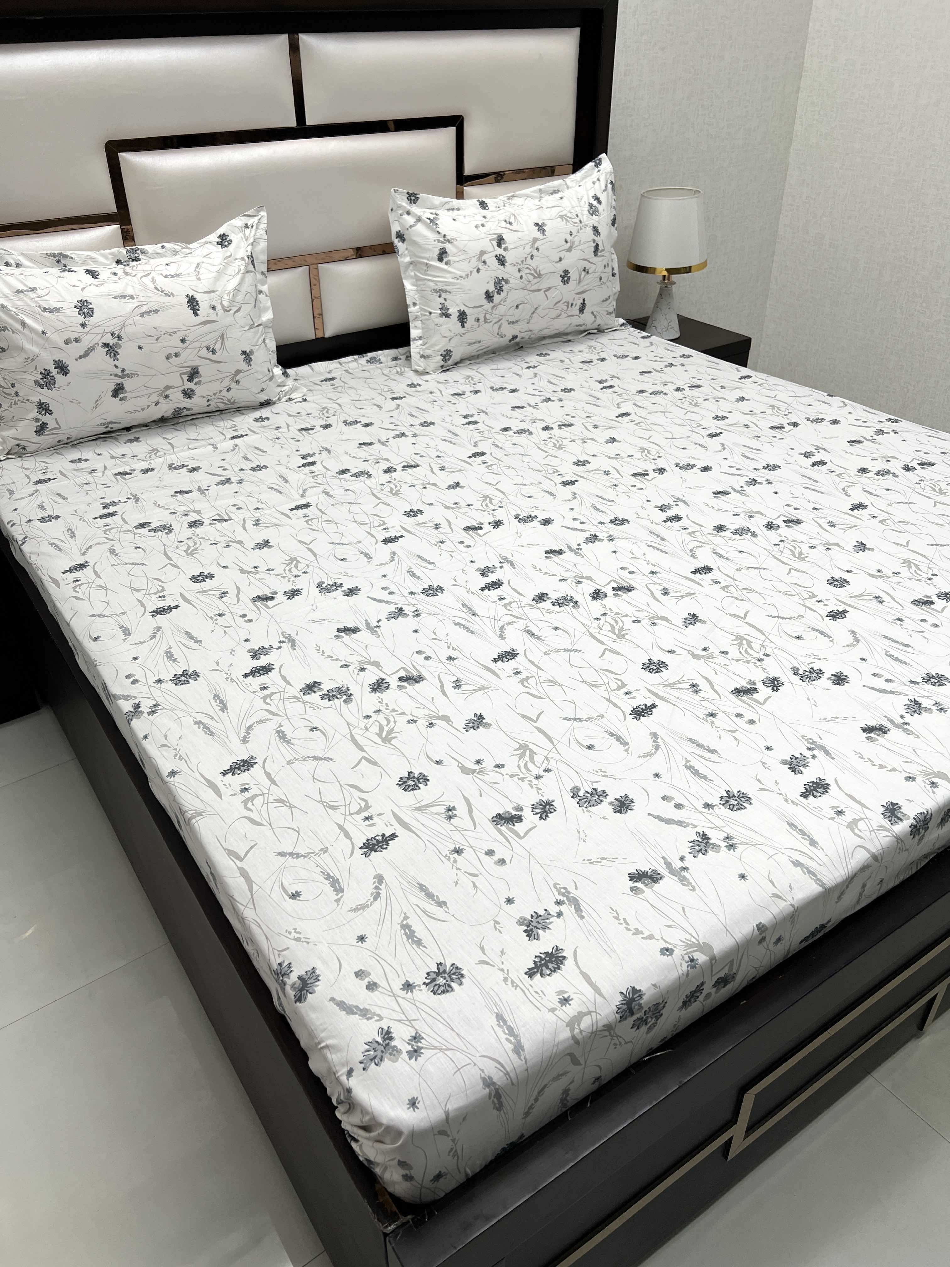 A-4501 - Pure Cotton 210 TC King Size Double Bedsheet (274X274) with Two Pillow Covers (50X76)