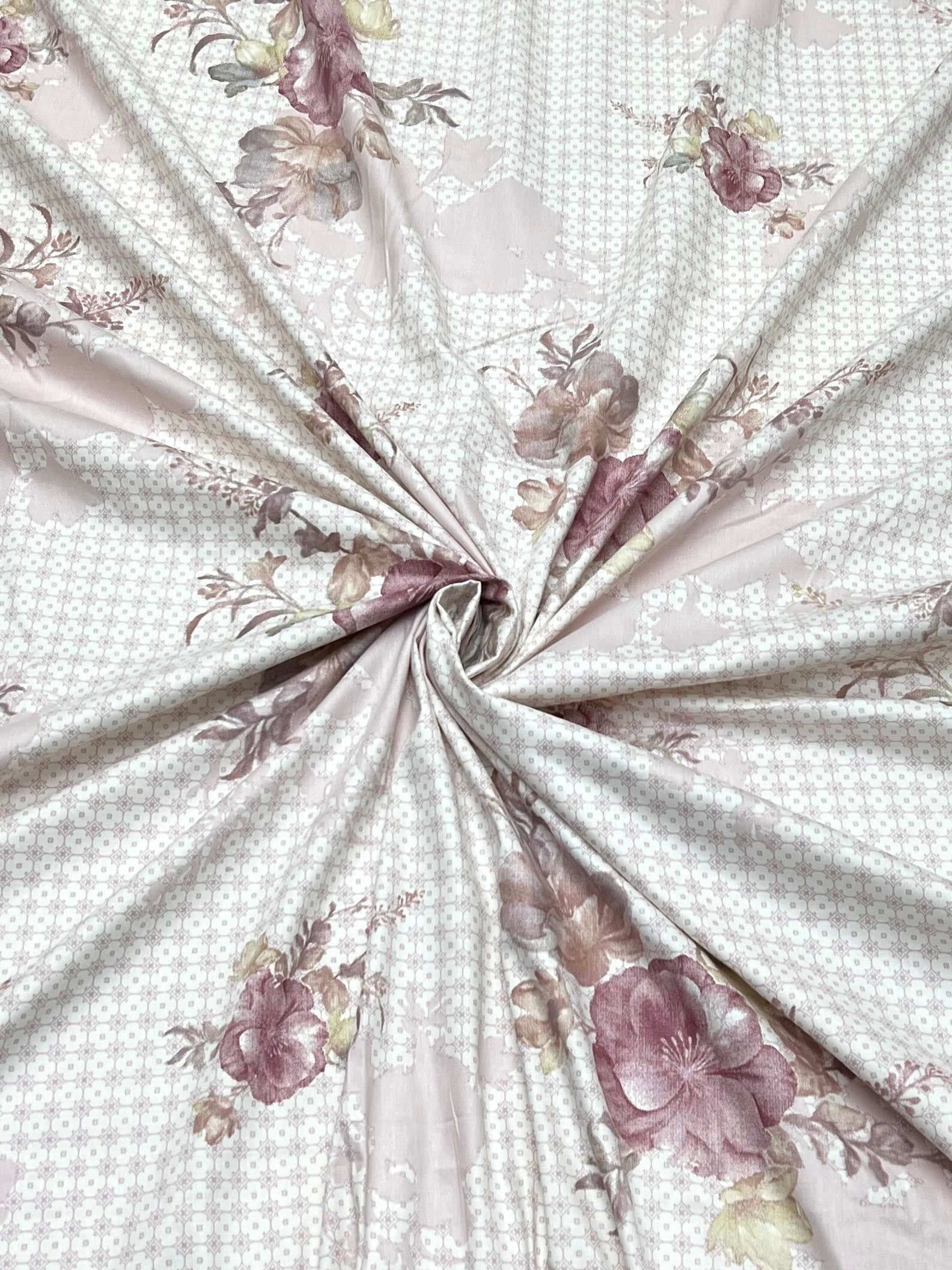 A-4508 - Pure Cotton 250 TC Queen Size Double Bedsheet (228X254) with Two Pillow Covers (43X68)