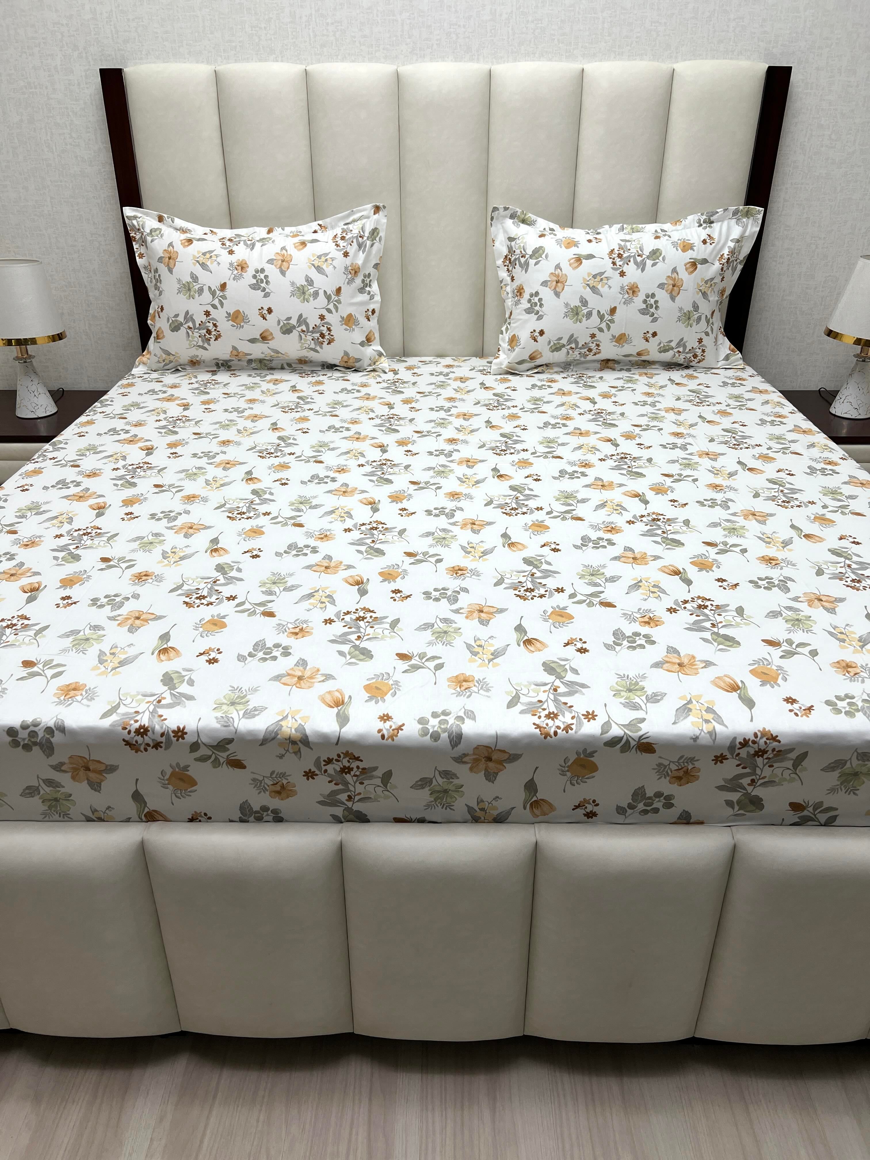 A-4510 - Pure Cotton 250 TC Queen Size Double Bedsheet (228X254) with Two Pillow Covers (43X68)
