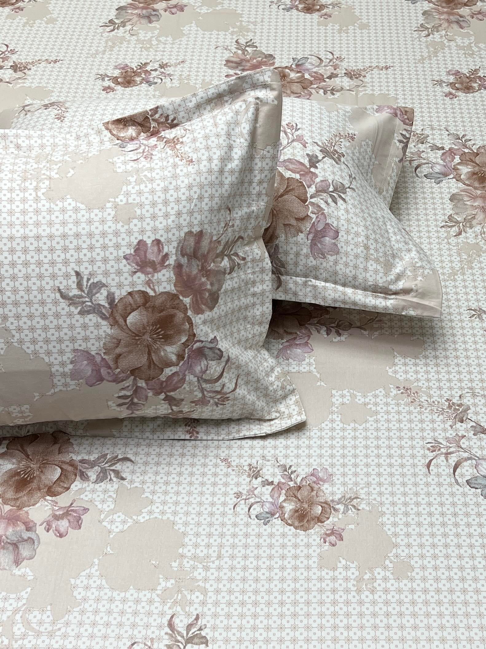 A-4512 - Pure Cotton 250 TC Queen Size Double Bedsheet (228X254) with Two Pillow Covers (43X68)