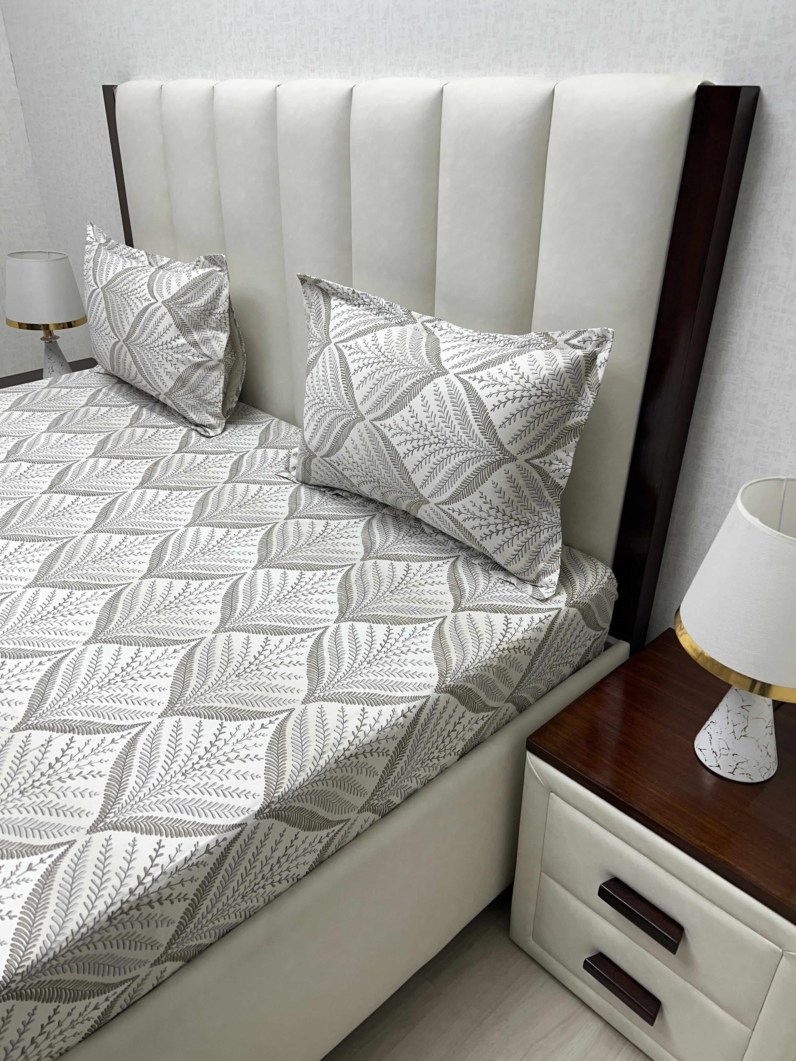 A-4513 - Pure Cotton 250 TC Queen Size Double Bedsheet (228X254) with Two Pillow Covers (43X68)