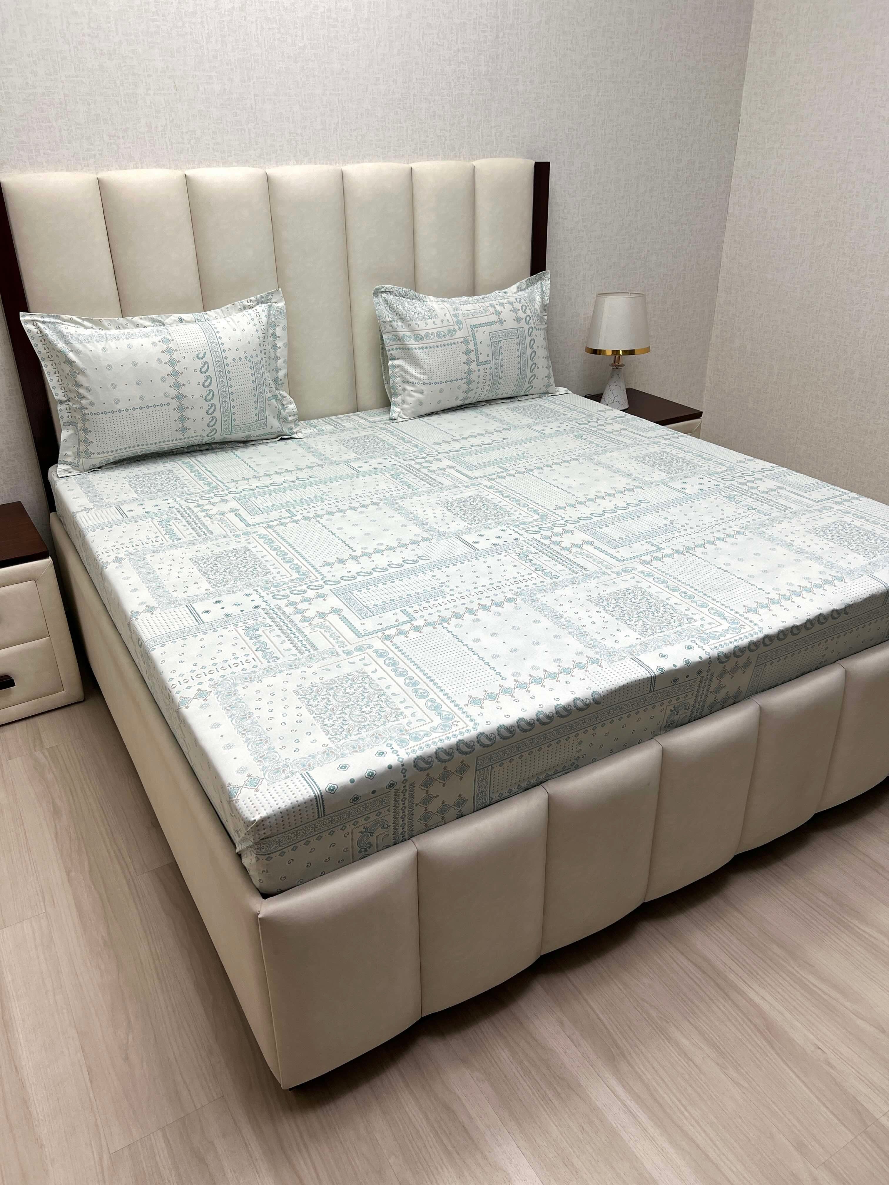 A-4514 - Pure Cotton 250 TC Queen Size Double Bedsheet (228X254) with Two Pillow Covers (43X68)