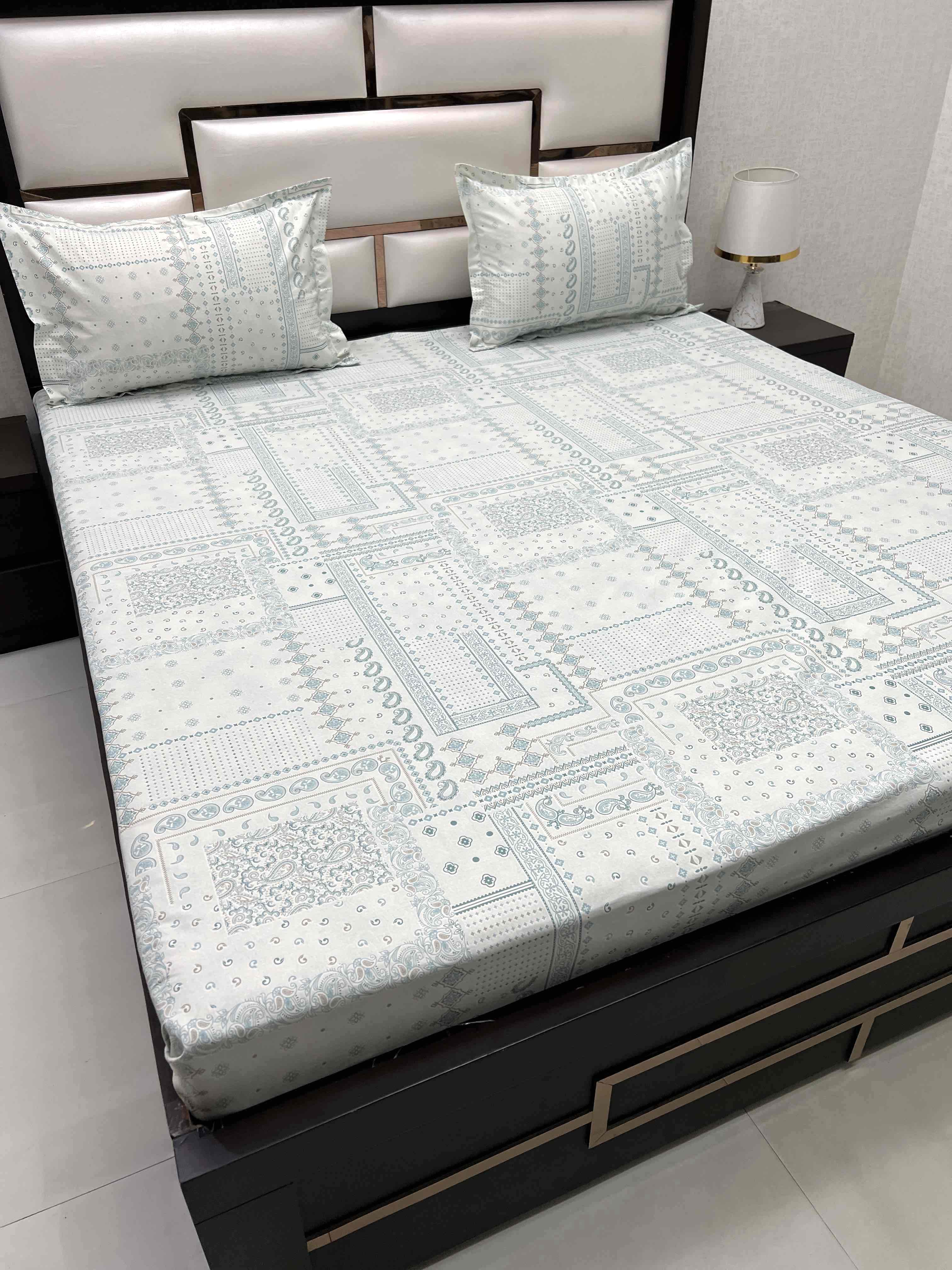 A-4514 - Pure Cotton 250 TC Queen Size Double Bedsheet (228X254) with Two Pillow Covers (43X68)